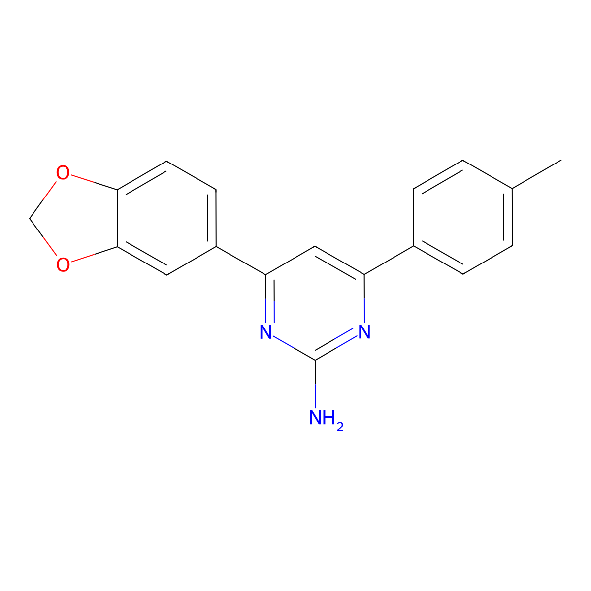 4-(2H-1,3-Benzodioxol-5-yl)-6-(4-methylphenyl)pyrimidin-2-amine molecular structure, CAS 84857-19-2