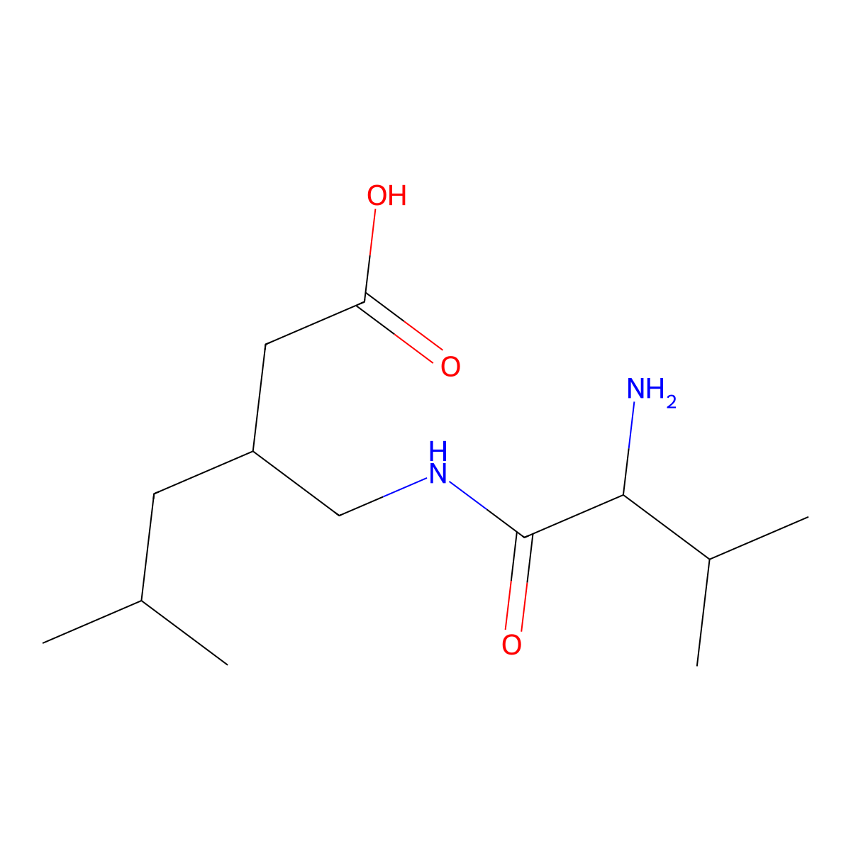 3-[(2-Amino-3-methylbutanamido)methyl]-5-methylhexanoic acid molecular structure, CAS 848570-27-4