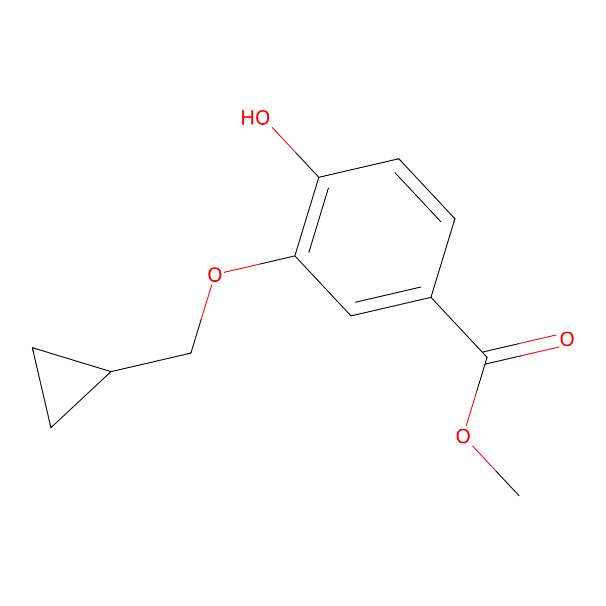 Methyl 3-(cyclopropylmethoxy)-4-hydroxybenzoate molecular structure, CAS 848574-60-7