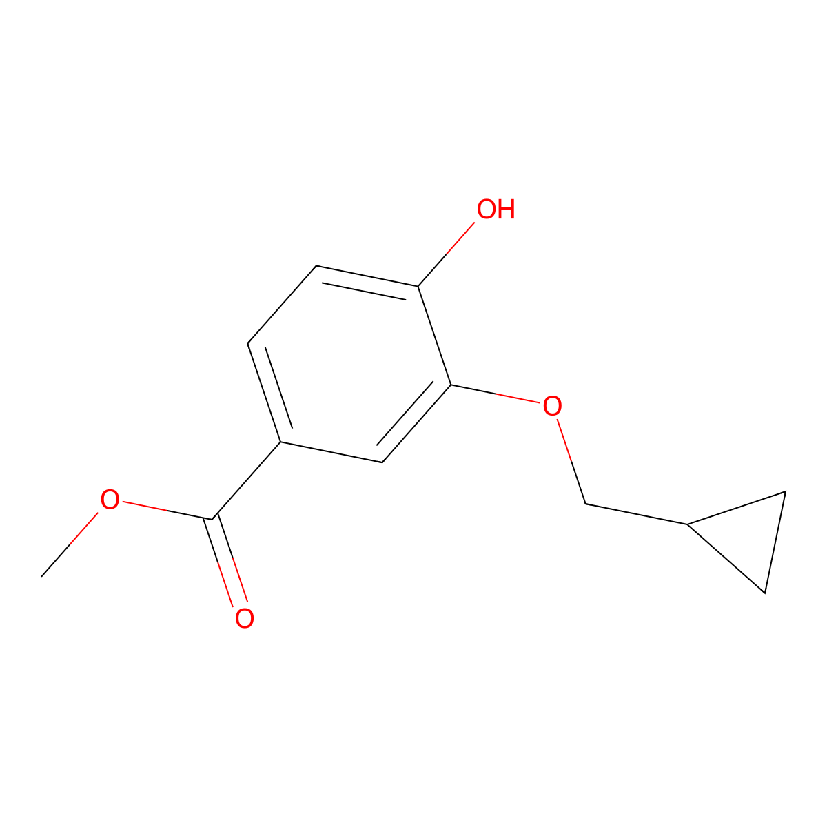 Methyl 3-(cyclopropylmethoxy)-4-hydroxybenzoate molecular structure, CAS 848574-60-7