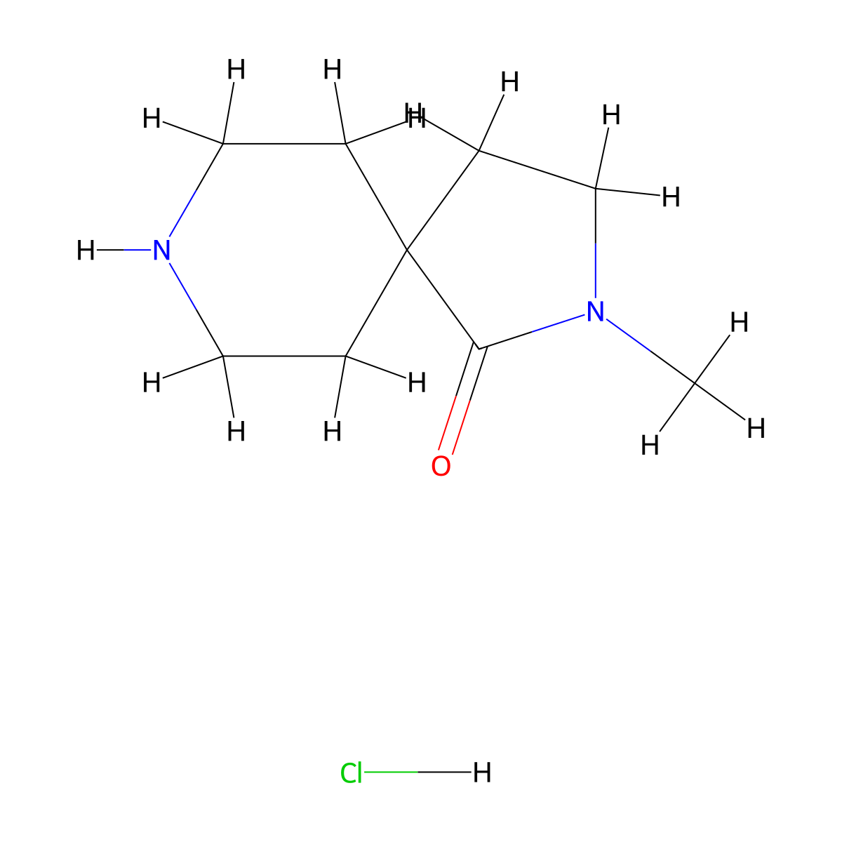 2-Methyl-2,8-diazaspiro(4.5)decan-1-one hydrochloride molecular structure, CAS 848580-34-7