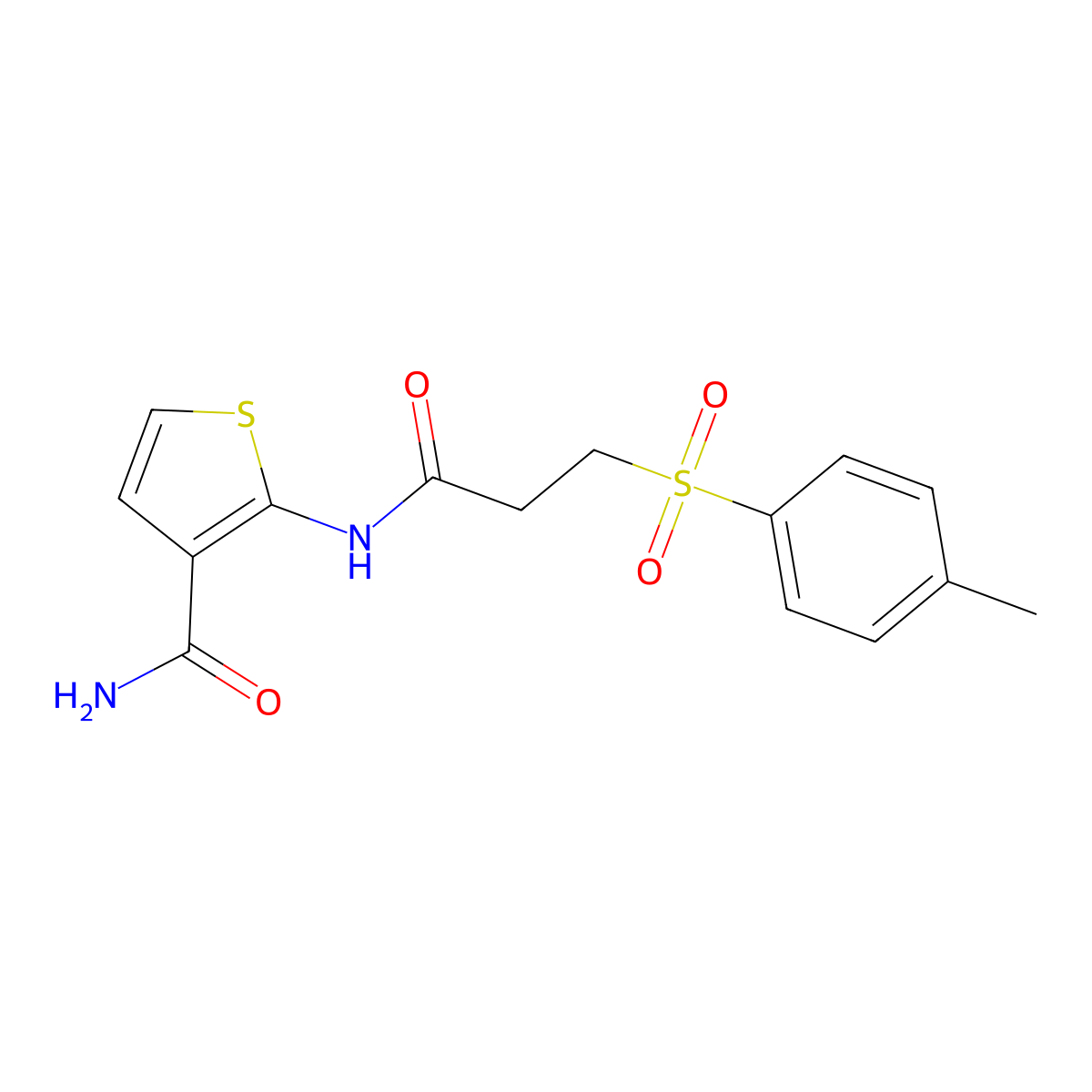 2-[3-(4-Methylbenzenesulfonyl)propanamido]thiophene-3-carboxamide molecular structure, CAS 848582-90-1