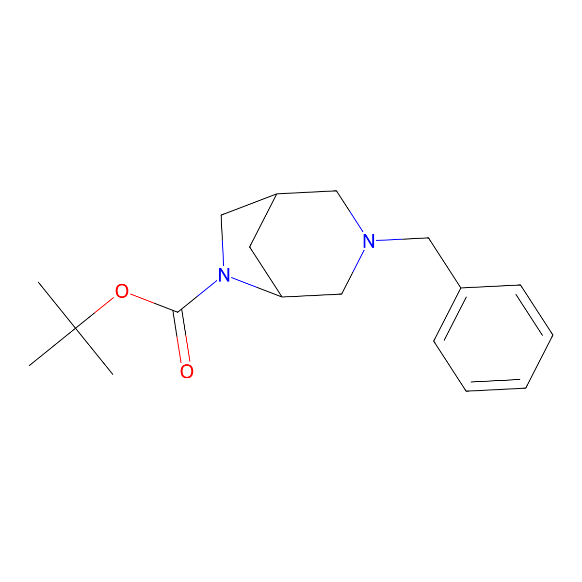 Tert-butyl 3-benzyl-3,6-diazabicyclo[3.2.1]octane-6-carboxylate molecular structure, CAS 848591-68-4