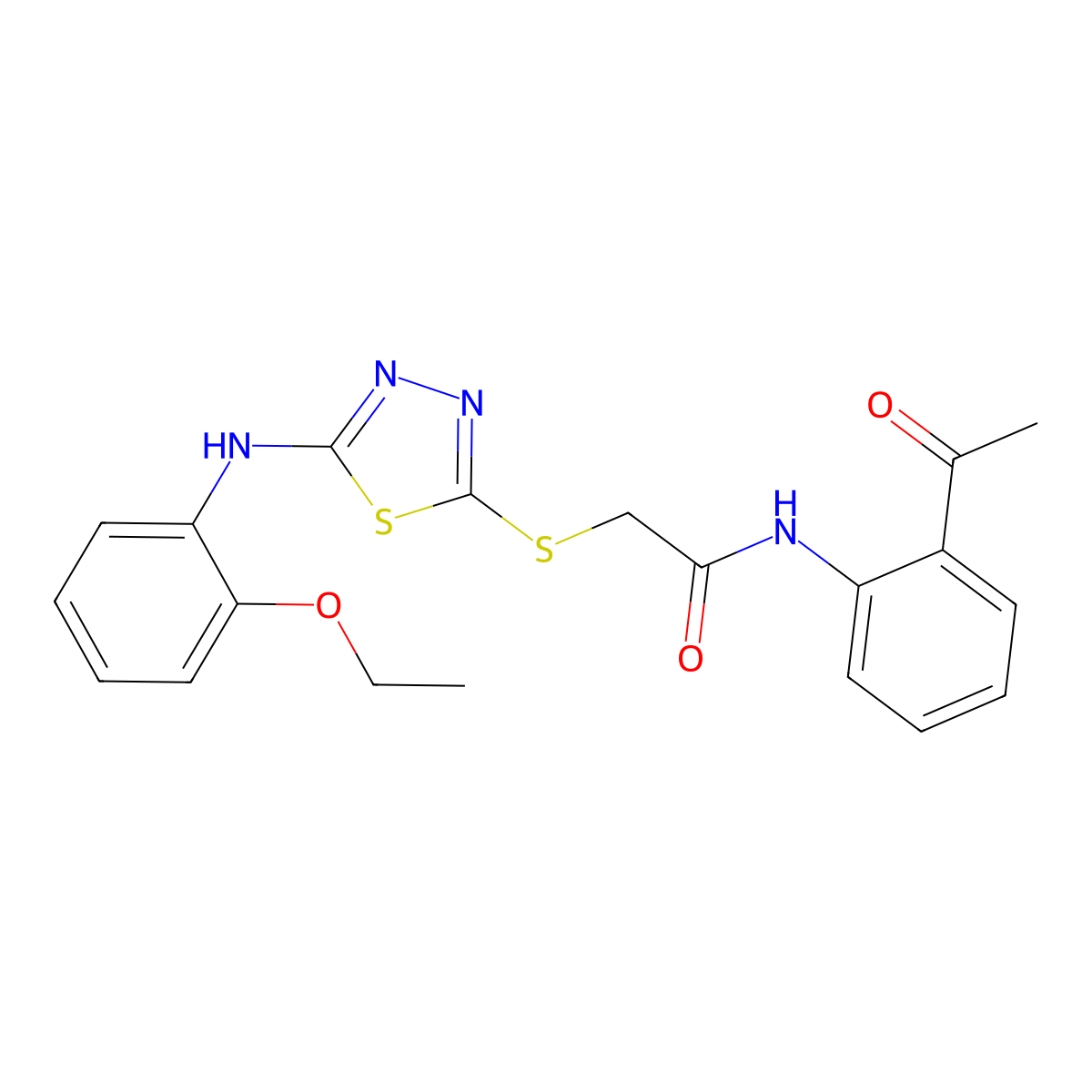 N-(2-acetylphenyl)-2-({5-[(2-ethoxyphenyl)amino]-1,3,4-thiadiazol-2-yl}sulfanyl)acetamide molecular structure, CAS 848594-81-0