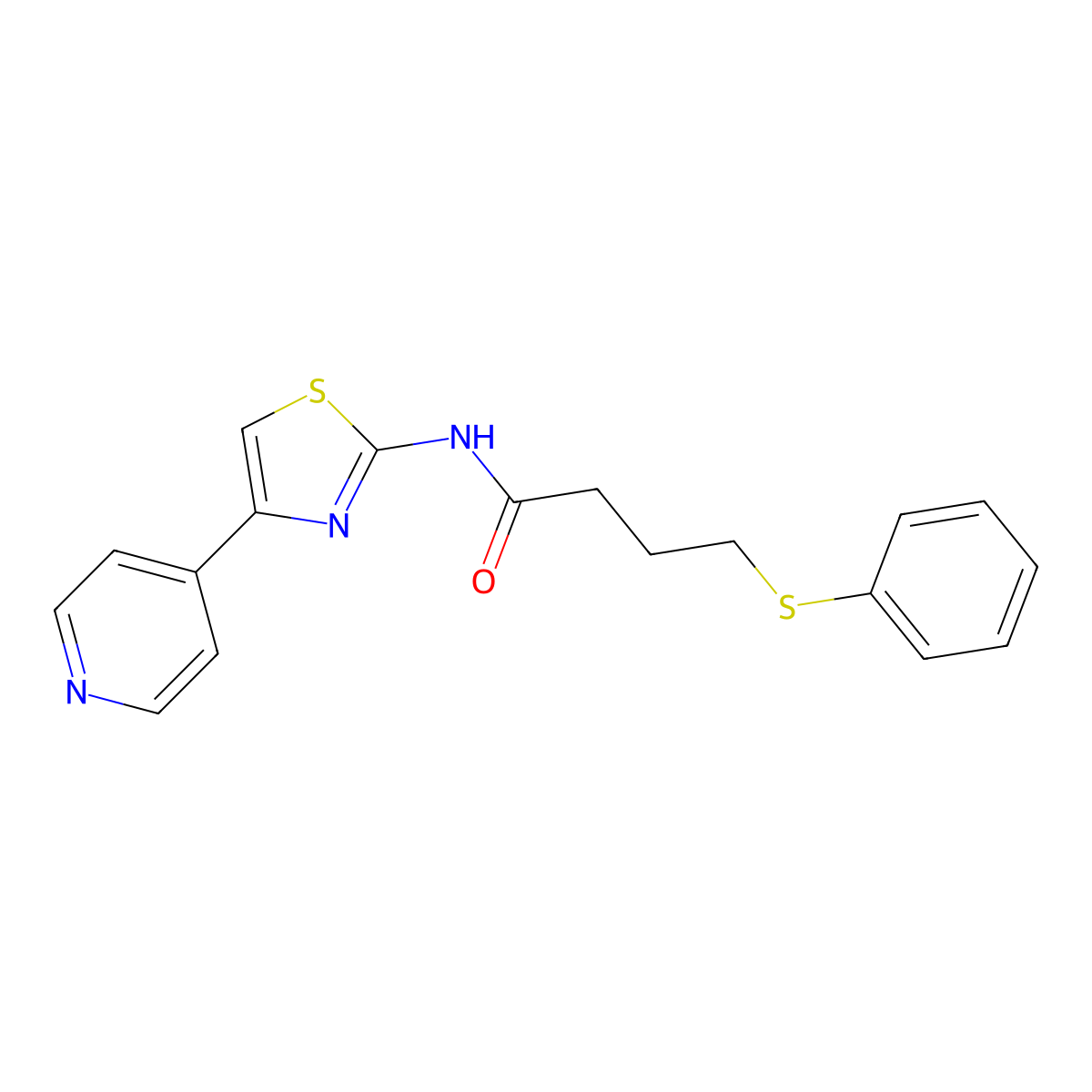 4-(phenylthio)-N-(4-(pyridin-4-yl)thiazol-2-yl)butanamide molecular structure, CAS 848595-05-1