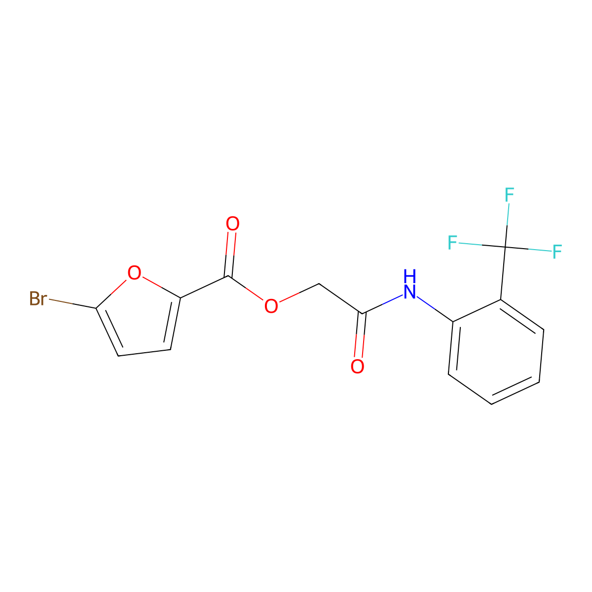 {[2-(Trifluoromethyl)phenyl]carbamoyl}methyl 5-bromofuran-2-carboxylate molecular structure, CAS 848597-50-2