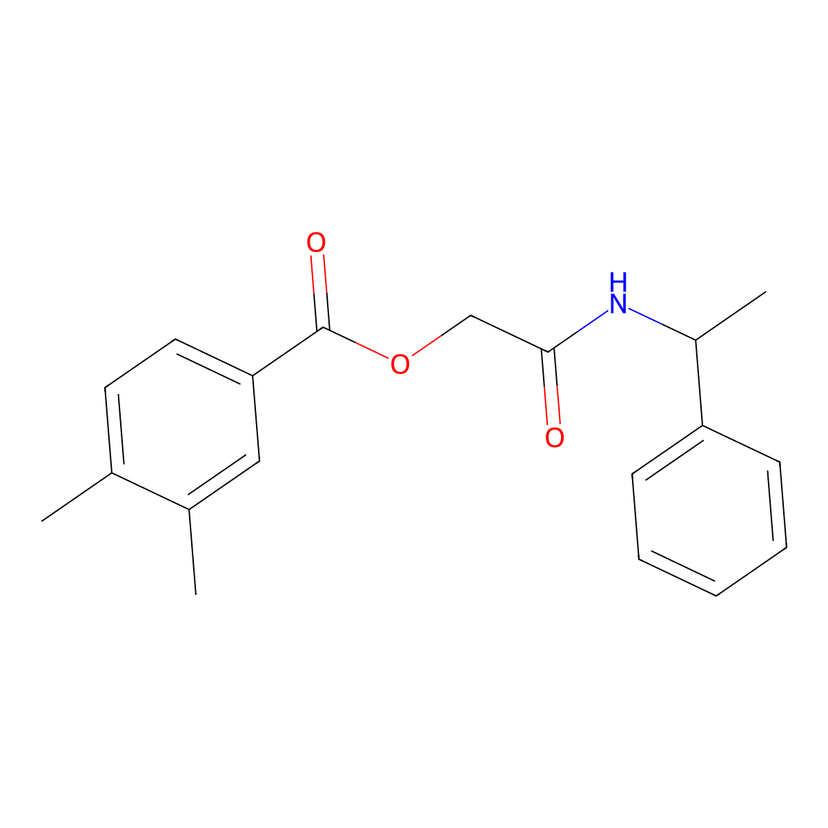 [2-Oxo-2-(1-phenylethylamino)ethyl] 3,4-dimethylbenzoate molecular structure, CAS 848597-59-1