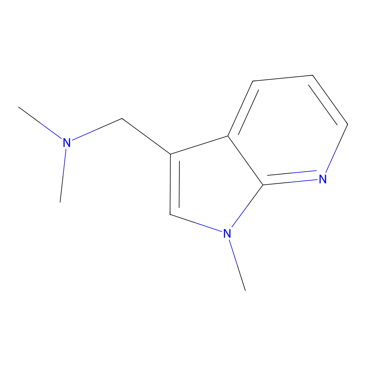 dimethyl({1-methyl-1H-pyrrolo[2,3-b]pyridin-3-yl}methyl)amine molecular structure, CAS 84860-49-1