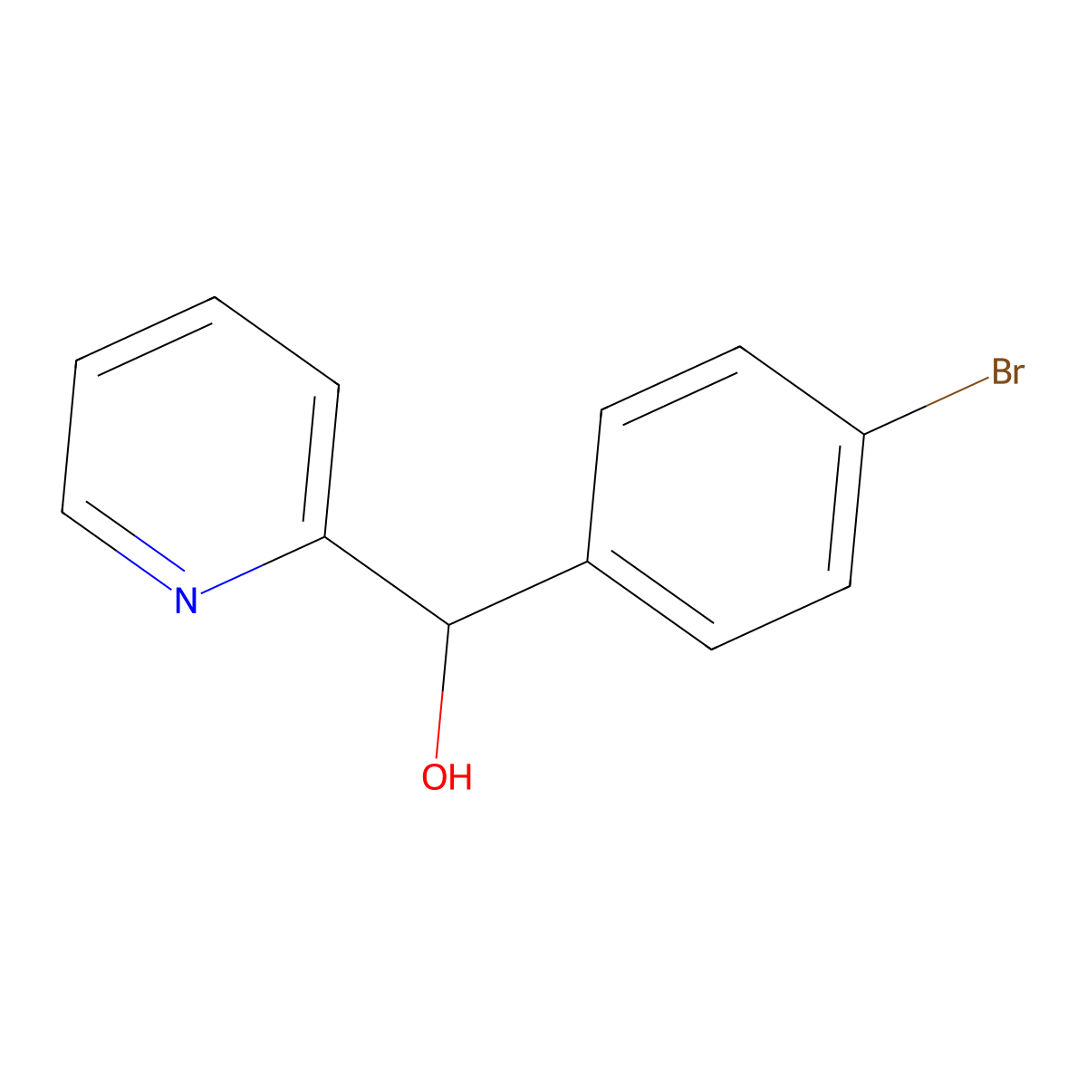 (4-Bromophenyl)(pyridin-2-yl)methanol molecular structure, CAS 848605-31-2