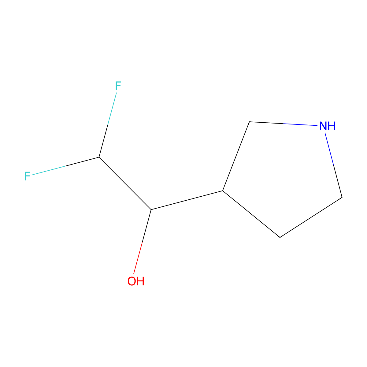 2,2-Difluoro-1-(pyrrolidin-3-yl)ethan-1-ol molecular structure, CAS 848616-48-8