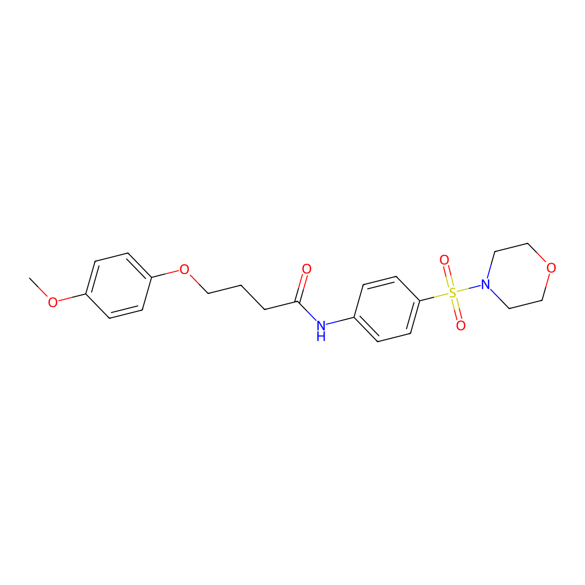 4-(4-methoxyphenoxy)-N-(4-morpholin-4-ylsulfonylphenyl)butanamide molecular structure, CAS 848618-80-4