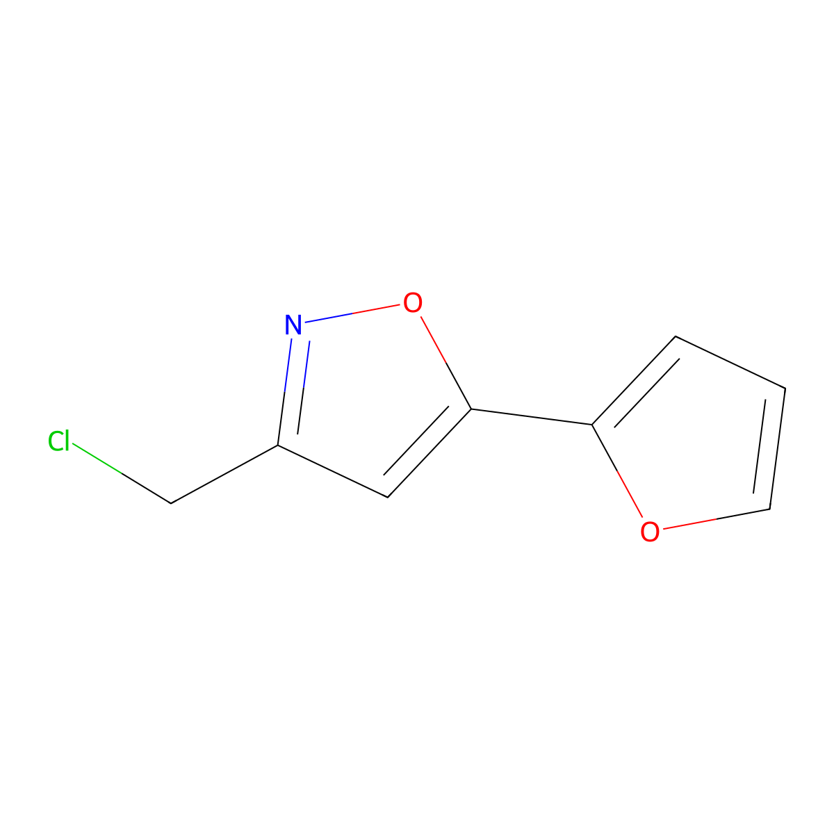 3-(Chloromethyl)-5-(furan-2-yl)-1,2-oxazole molecular structure, CAS 848658-70-8