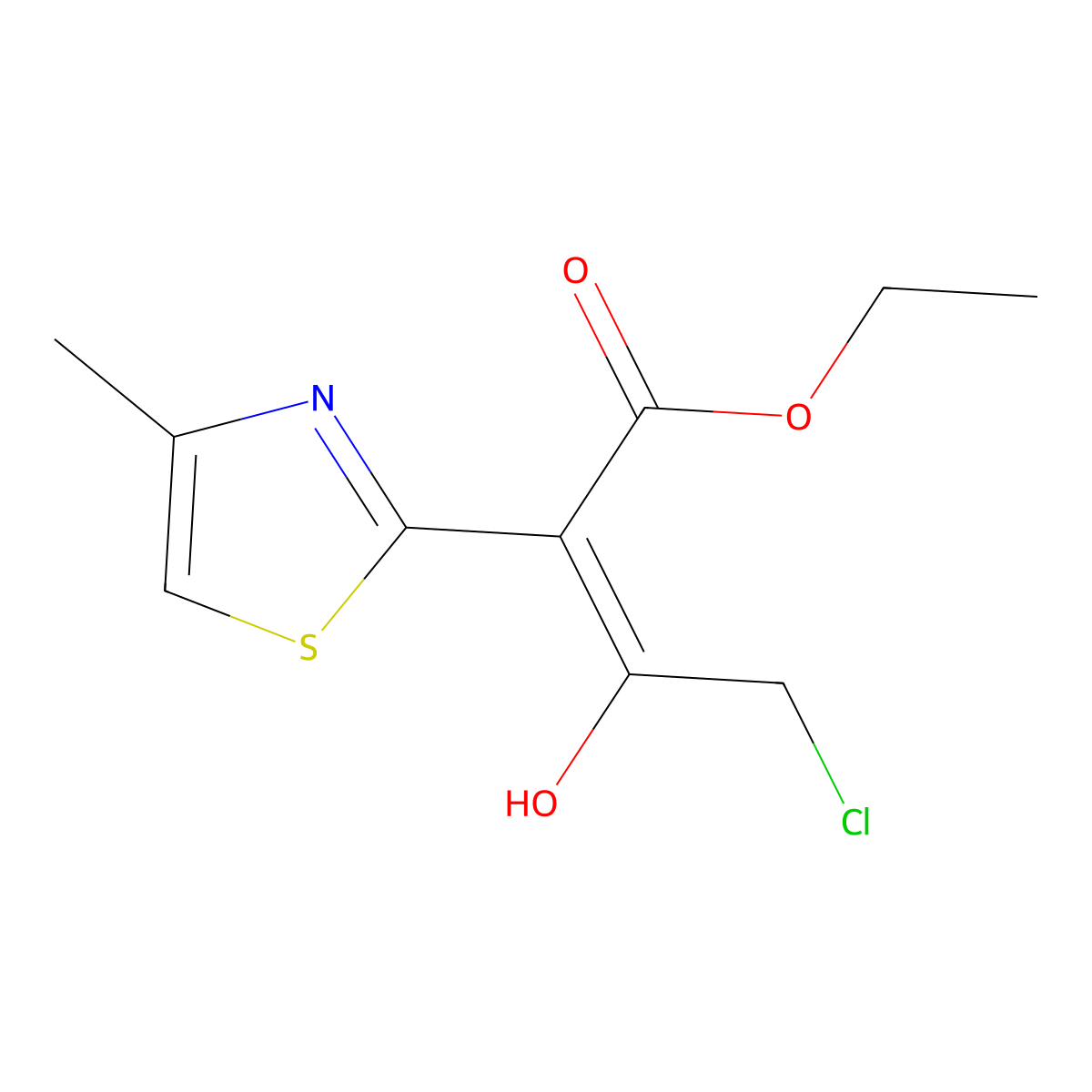 ethyl (2E)-4-chloro-3-hydroxy-2-(4-methyl-1,3-thiazol-2-yl)but-2-enoate molecular structure, CAS 848658-80-0