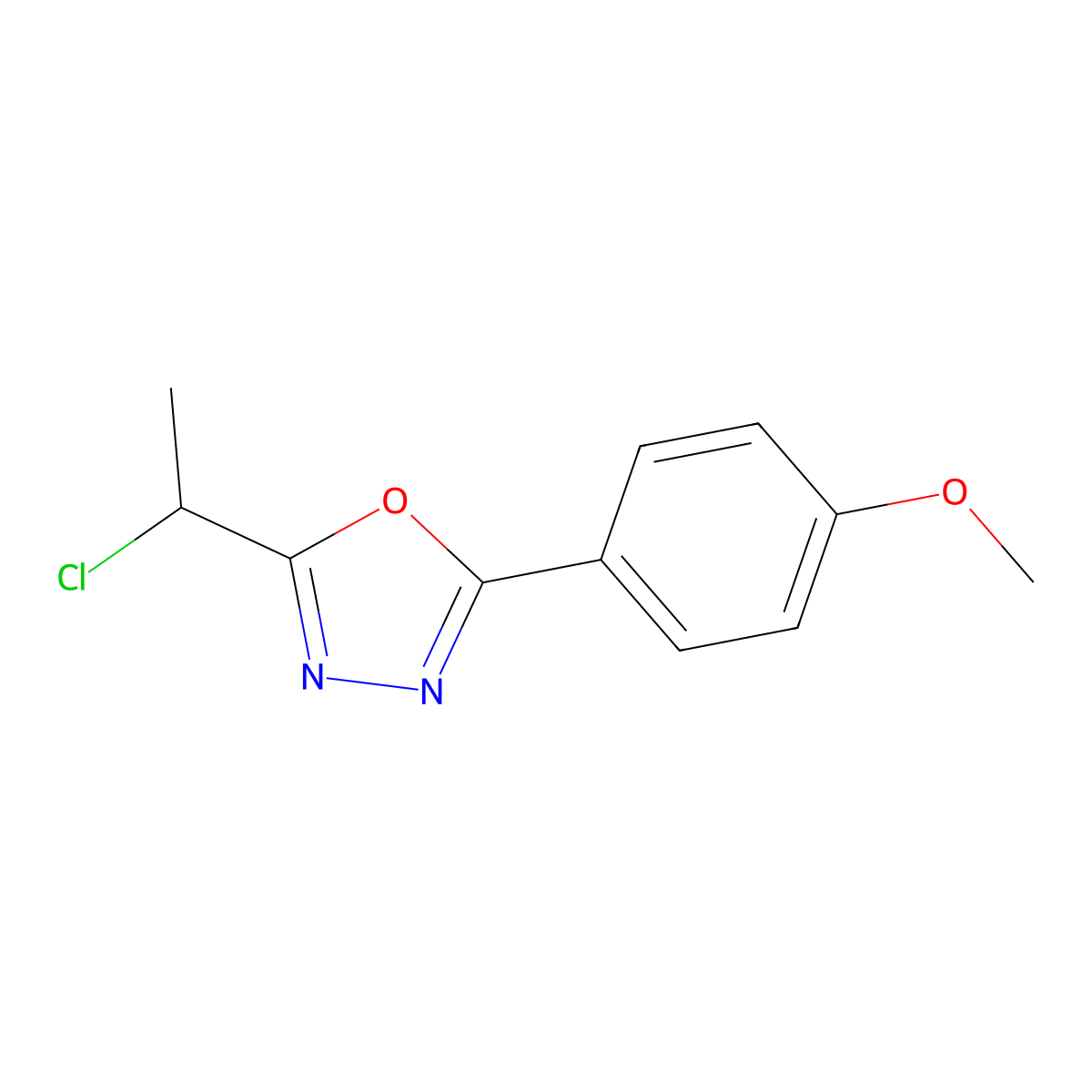 2-(1-Chloroethyl)-5-(4-methoxyphenyl)-1,3,4-oxadiazole molecular structure, CAS 848658-81-1
