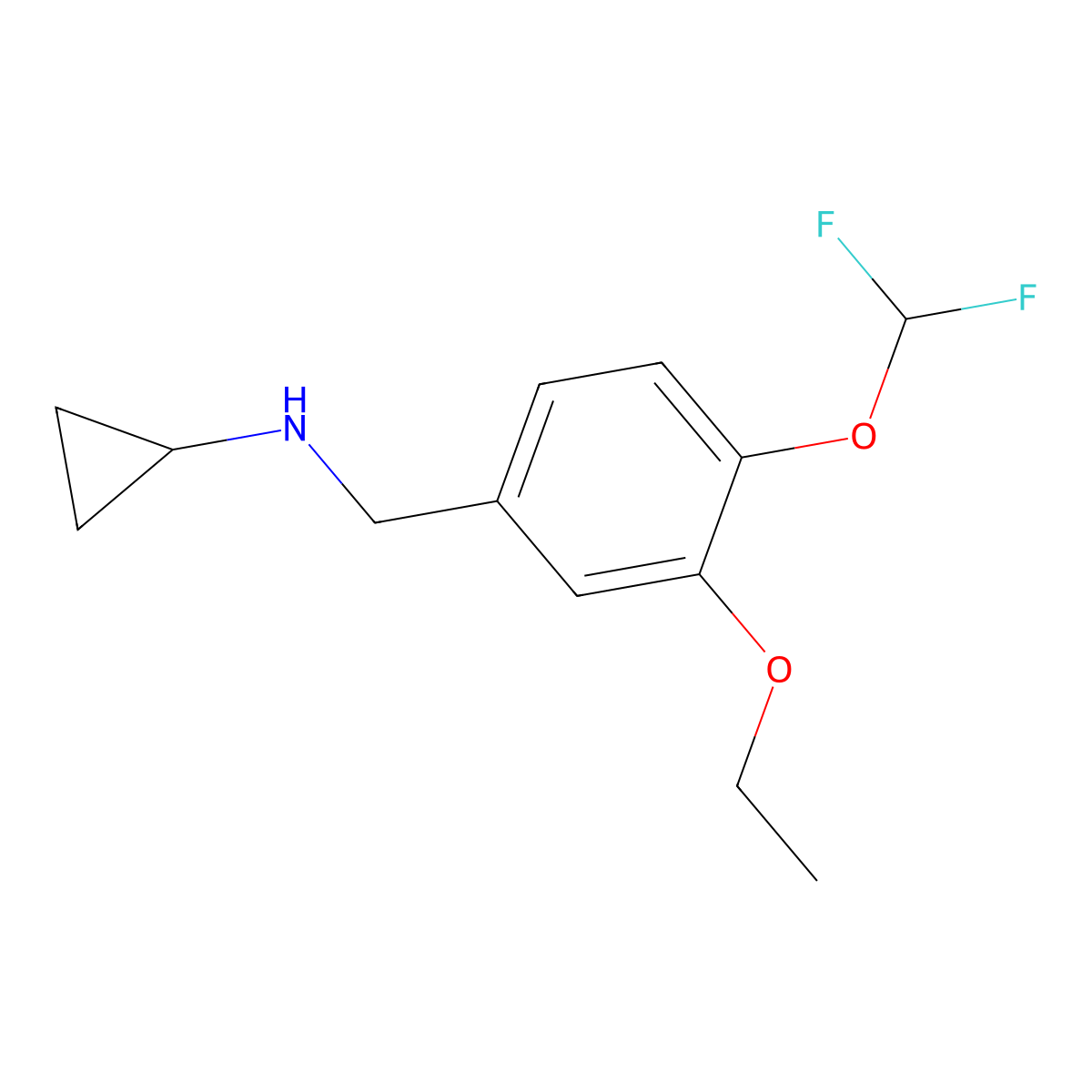 N-{[4-(Difluoromethoxy)-3-ethoxyphenyl]methyl}cyclopropanamine molecular structure, CAS 848658-88-8