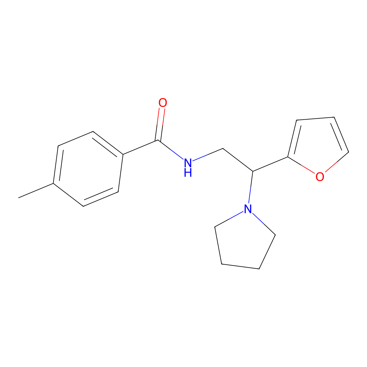 N-[2-(furan-2-yl)-2-(pyrrolidin-1-yl)ethyl]-4-methylbenzamide molecular structure, CAS 848662-43-1