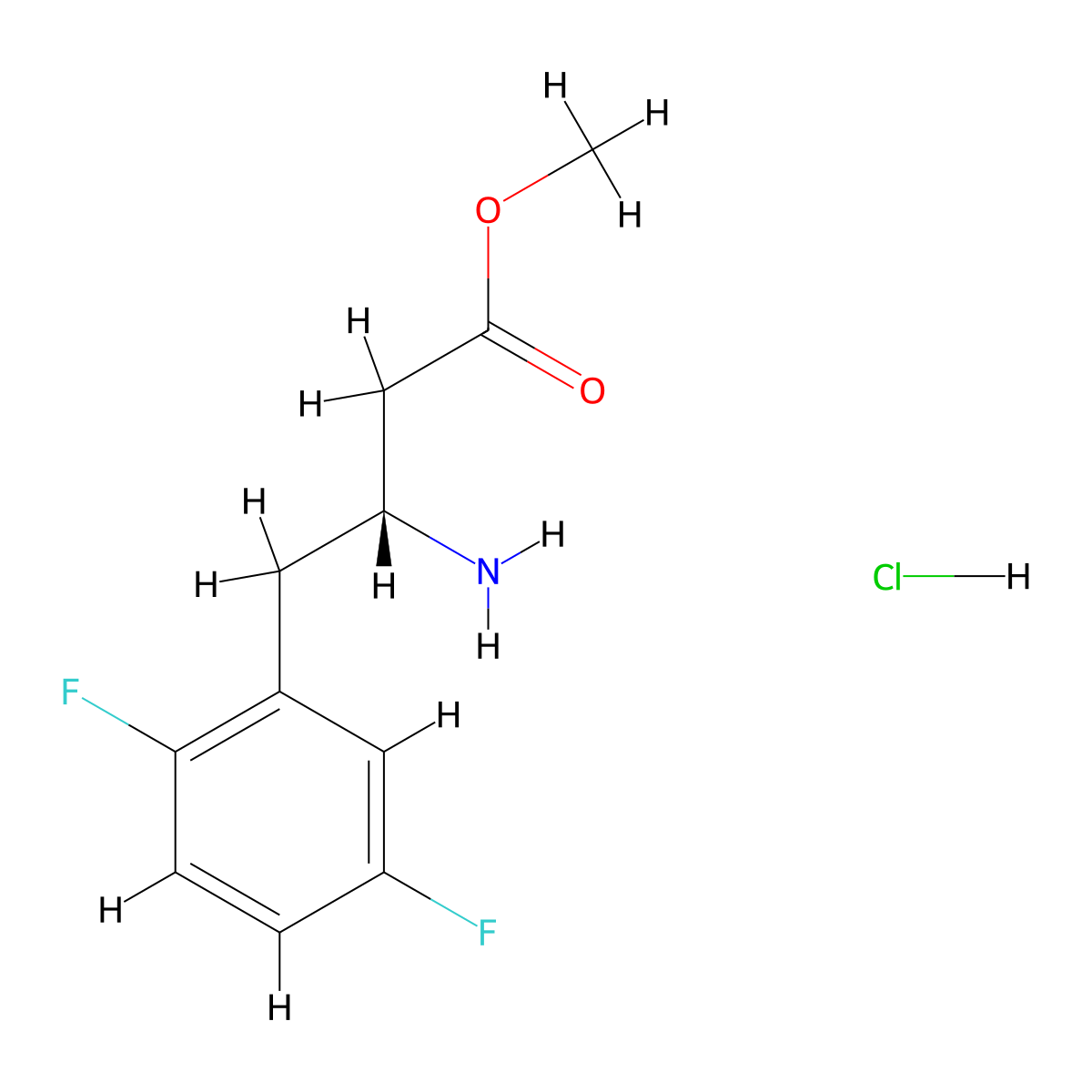 (R)-Methyl 3-amino-4-(2,5-difluorophenyl)butanoate hydrochloride molecular structure, CAS 848667-53-8