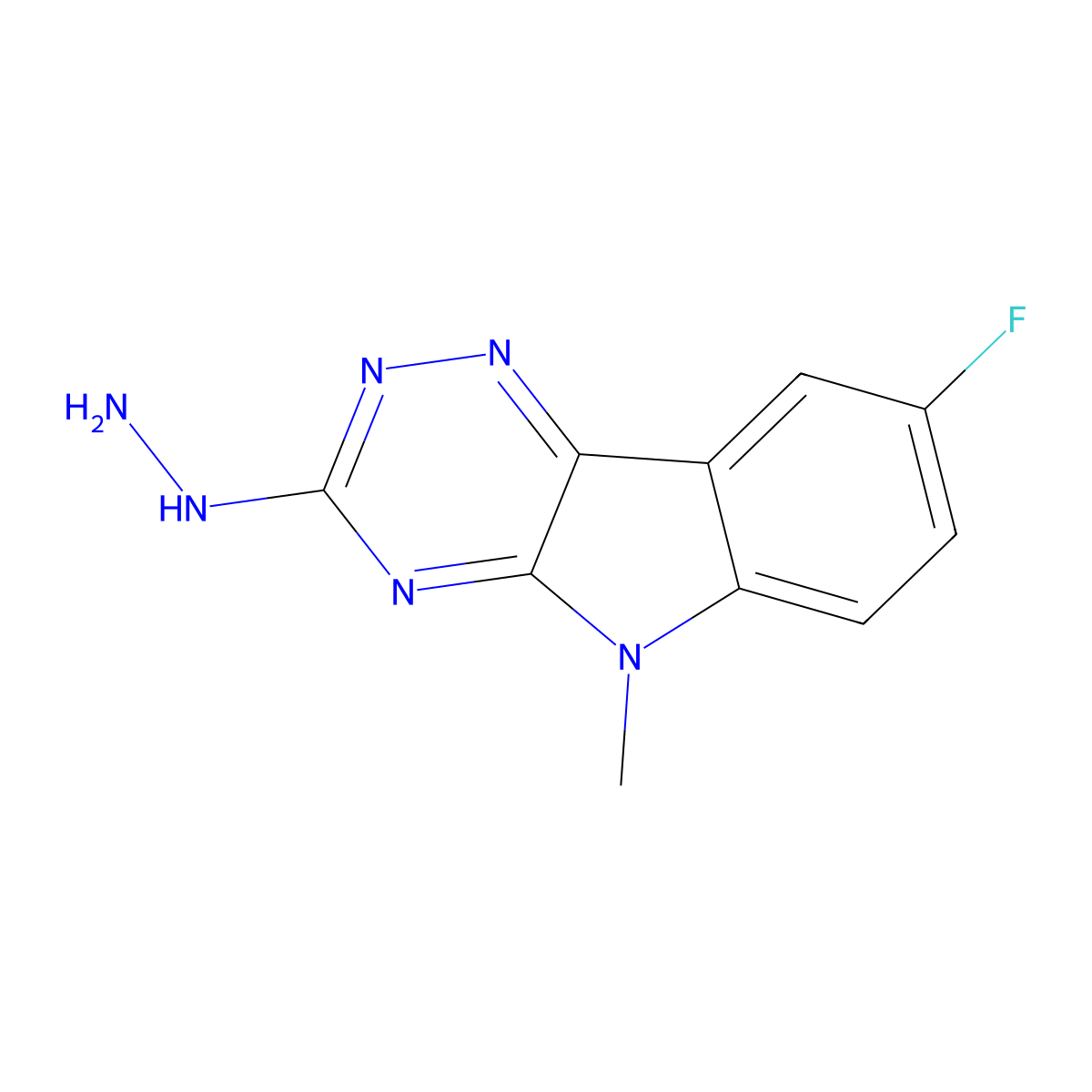 (8-Fluoro-5-methyl-[1,2,4]triazino[5,6-b]indol-3-yl)hydrazine molecular structure, CAS 848669-21-6