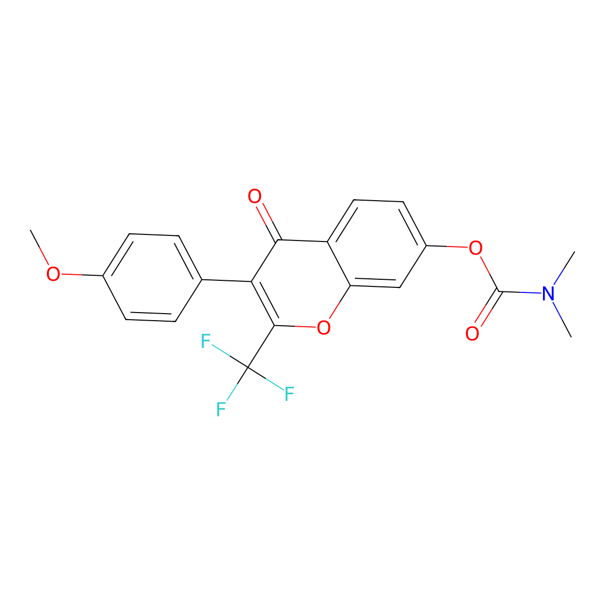3-(4-methoxyphenyl)-4-oxo-2-(trifluoromethyl)-4H-chromen-7-yl dimethylcarbamate molecular structure, CAS 848669-80-7
