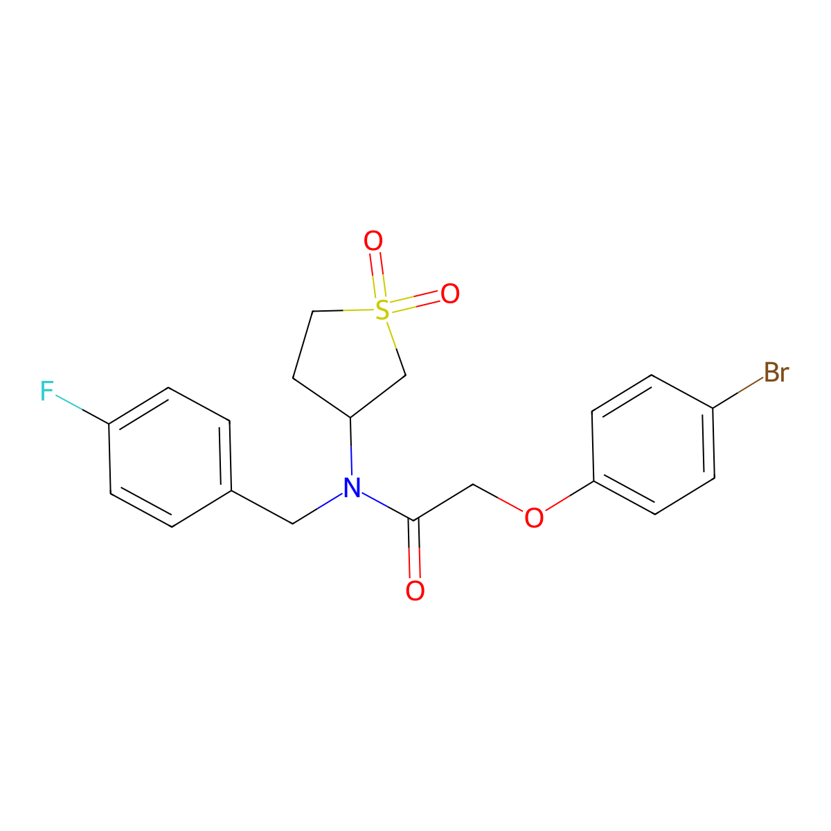 2-(4-bromophenoxy)-N-(1,1-dioxidotetrahydrothiophen-3-yl)-N-(4-fluorobenzyl)acetamide molecular structure, CAS 848671-82-9