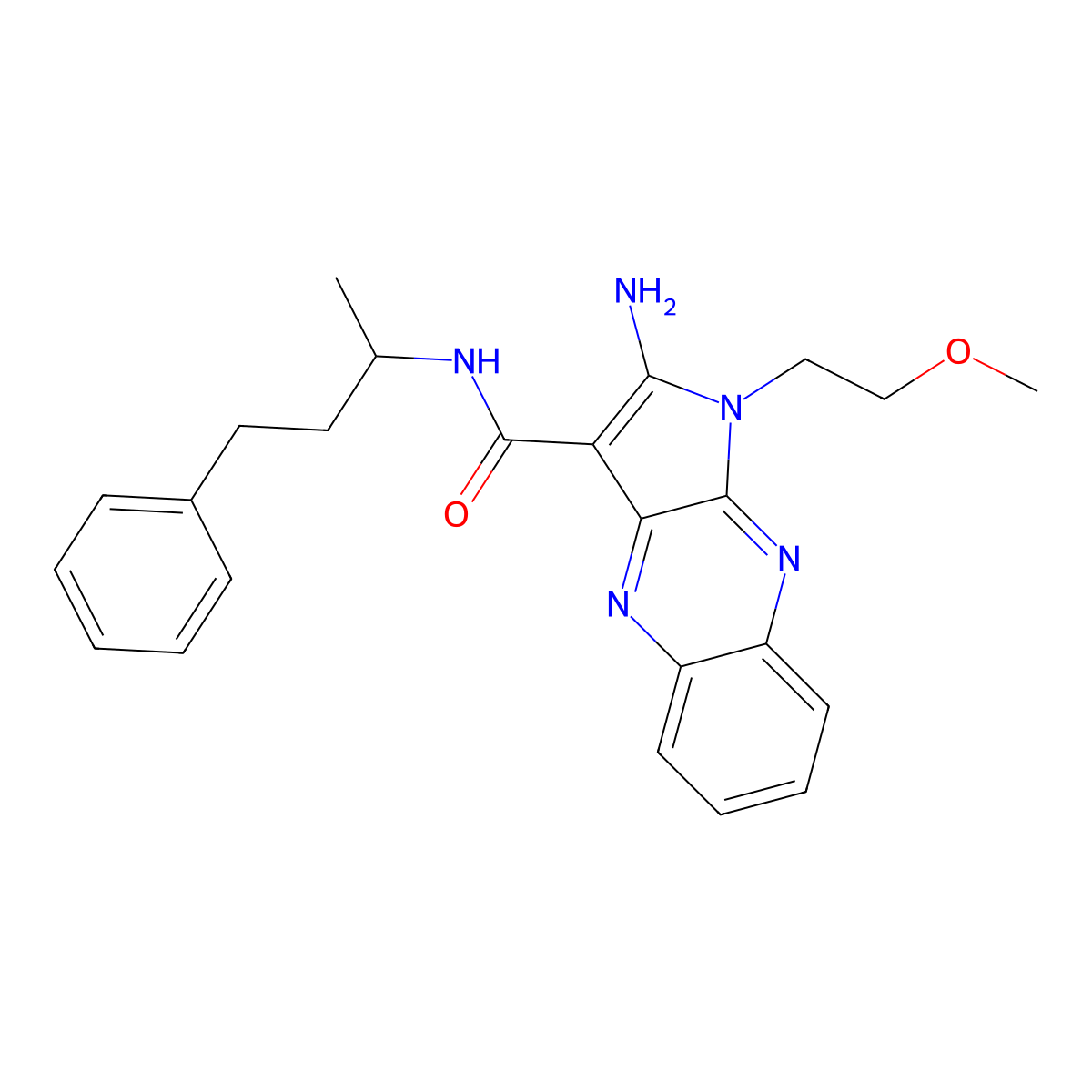 2-amino-1-(2-methoxyethyl)-N-(4-phenylbutan-2-yl)-1H-pyrrolo[2,3-b]quinoxaline-3-carboxamide molecular structure, CAS 848672-02-6