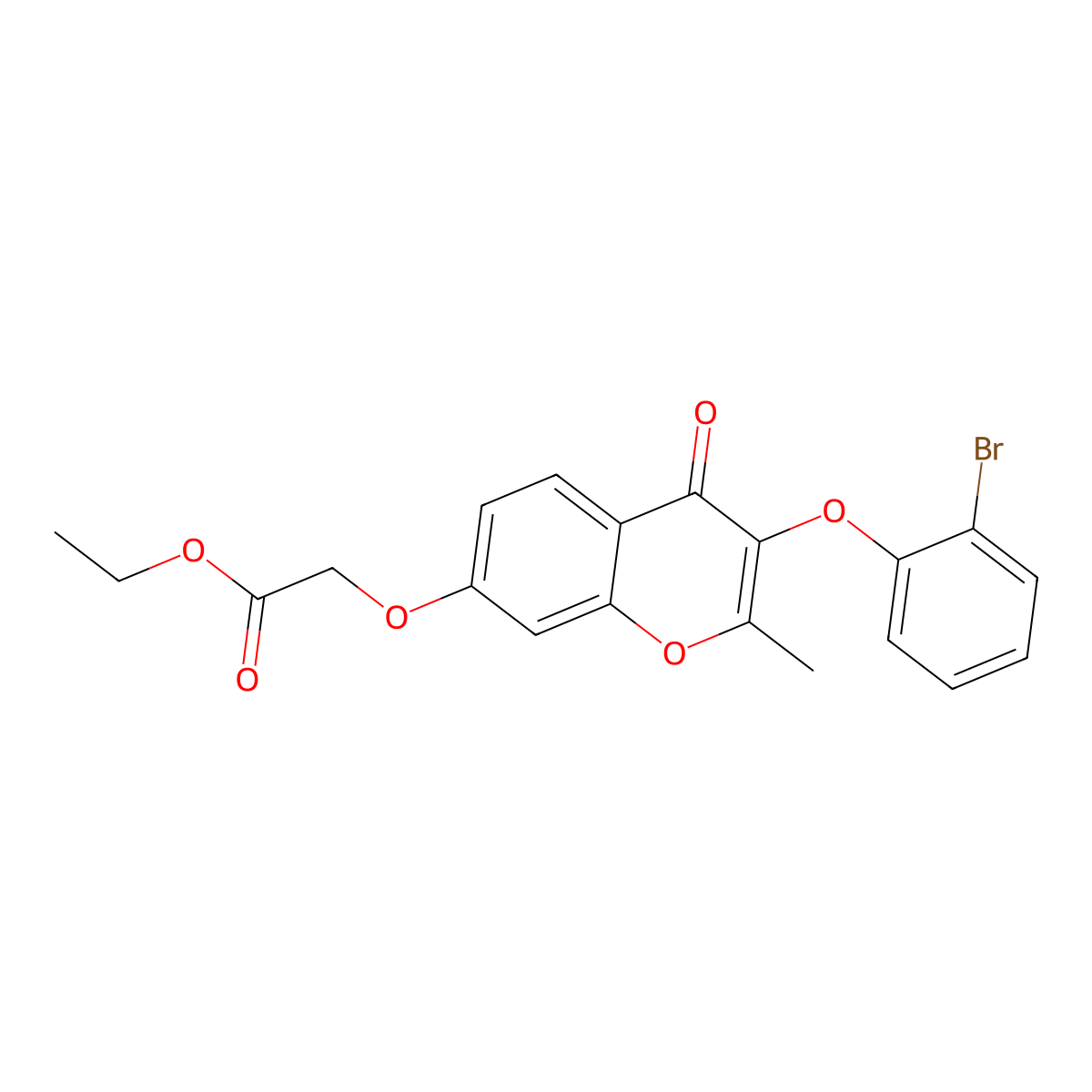 ethyl 2-((3-(2-bromophenoxy)-2-methyl-4-oxo-4H-chromen-7-yl)oxy)acetate molecular structure, CAS 848672-13-9