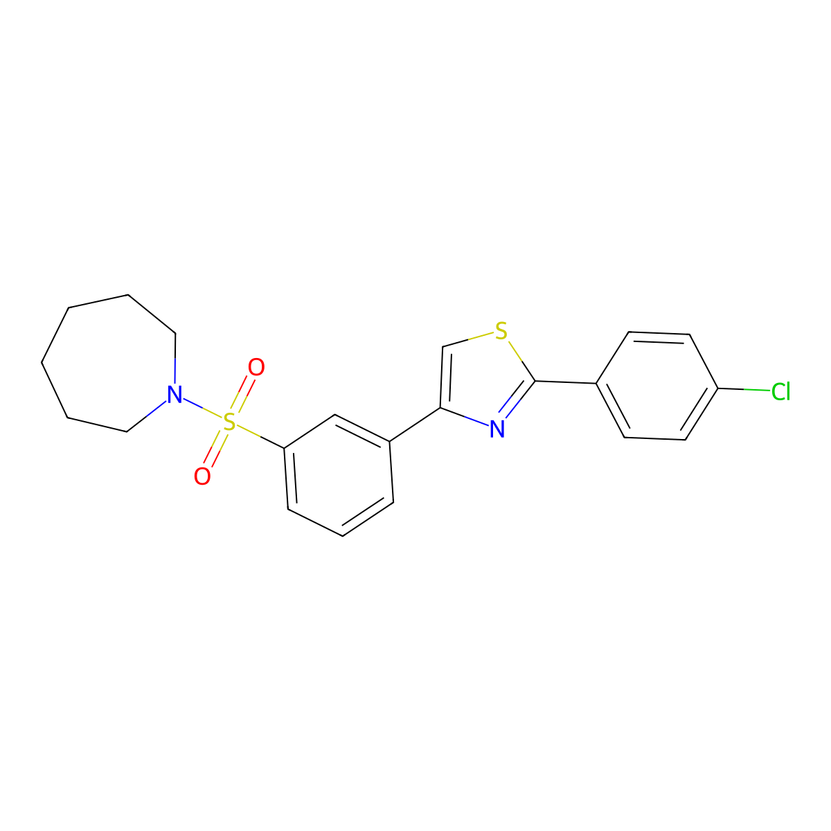 1-({3-[2-(4-Chlorophenyl)-1,3-thiazol-4-yl]phenyl}sulfonyl)azepane molecular structure, CAS 848672-19-5
