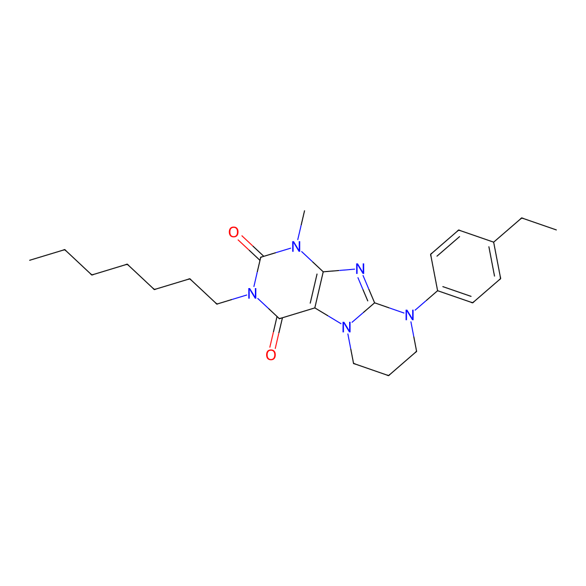 9-(4-ethylphenyl)-3-heptyl-1-methyl-7,8-dihydro-6H-purino[7,8-a]pyrimidine-2,4-dione molecular structure, CAS 848672-20-8