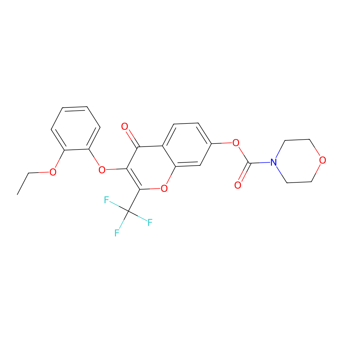 3-(2-ethoxyphenoxy)-4-oxo-2-(trifluoromethyl)-4H-chromen-7-yl morpholine-4-carboxylate molecular structure, CAS 848673-22-3