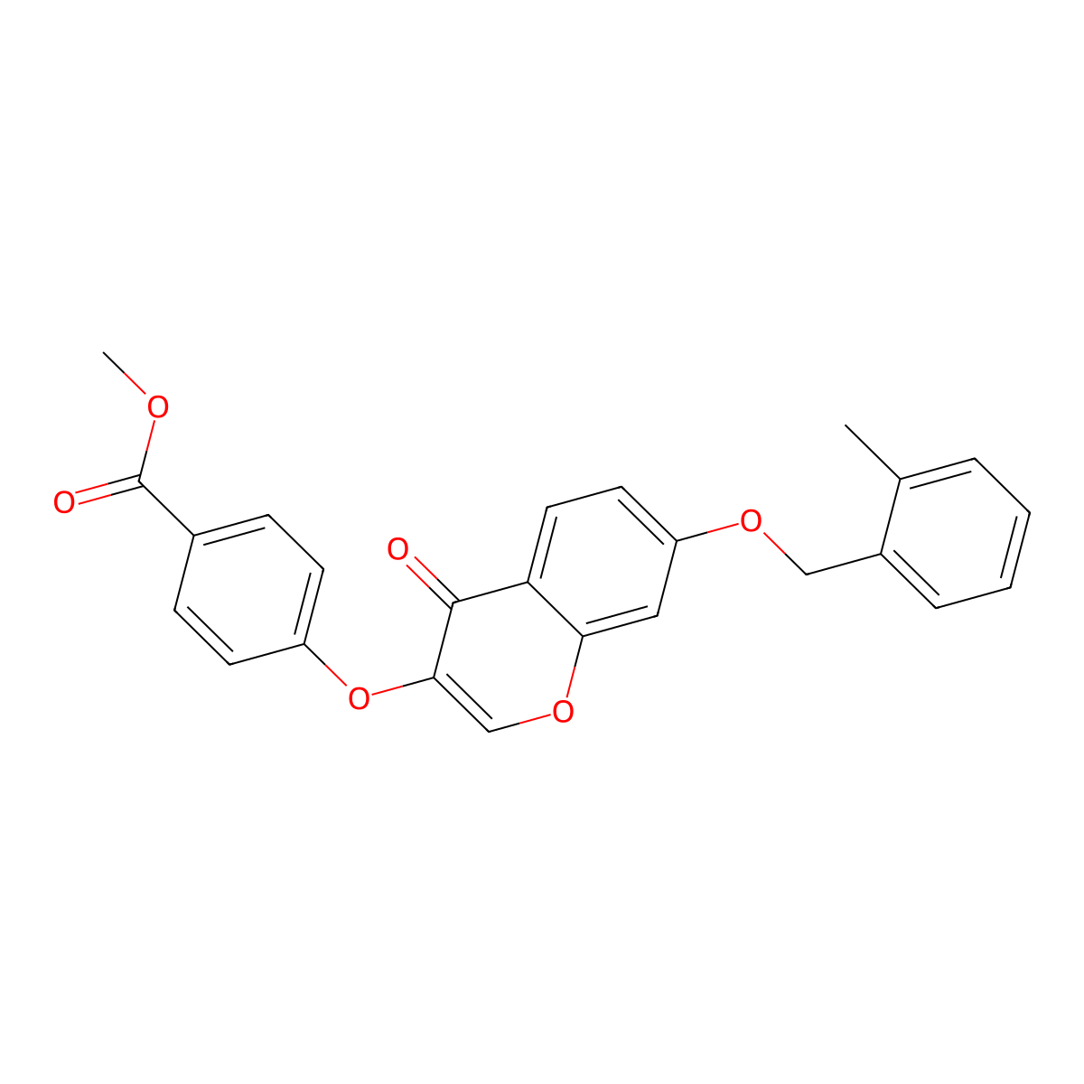 Methyl 4-[7-[(2-methylphenyl)methoxy]-4-oxochromen-3-yl]oxybenzoate molecular structure, CAS 848673-95-0