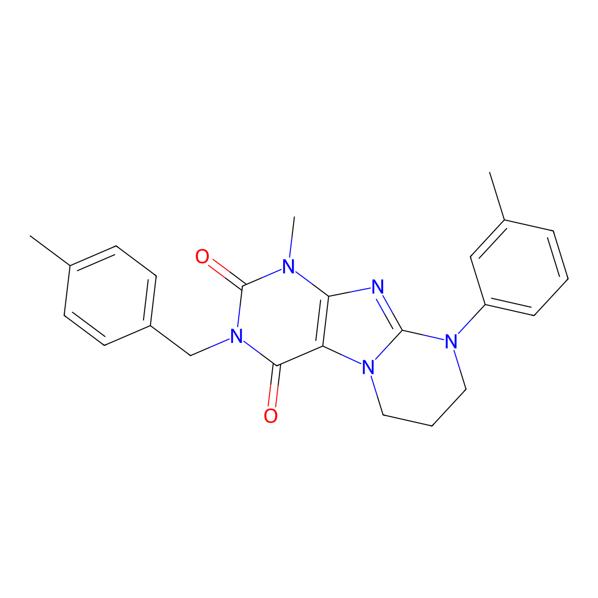 1-methyl-9-(3-methylphenyl)-3-[(4-methylphenyl)methyl]-7,8-dihydro-6H-purino[7,8-a]pyrimidine-2,4-dione molecular structure, CAS 848674-51-1