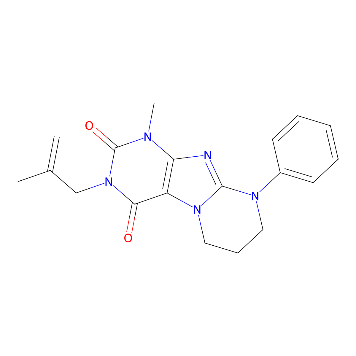 1-methyl-3-(2-methylprop-2-enyl)-9-phenyl-7,8-dihydro-6H-purino[7,8-a]pyrimidine-2,4-dione molecular structure, CAS 848674-59-9