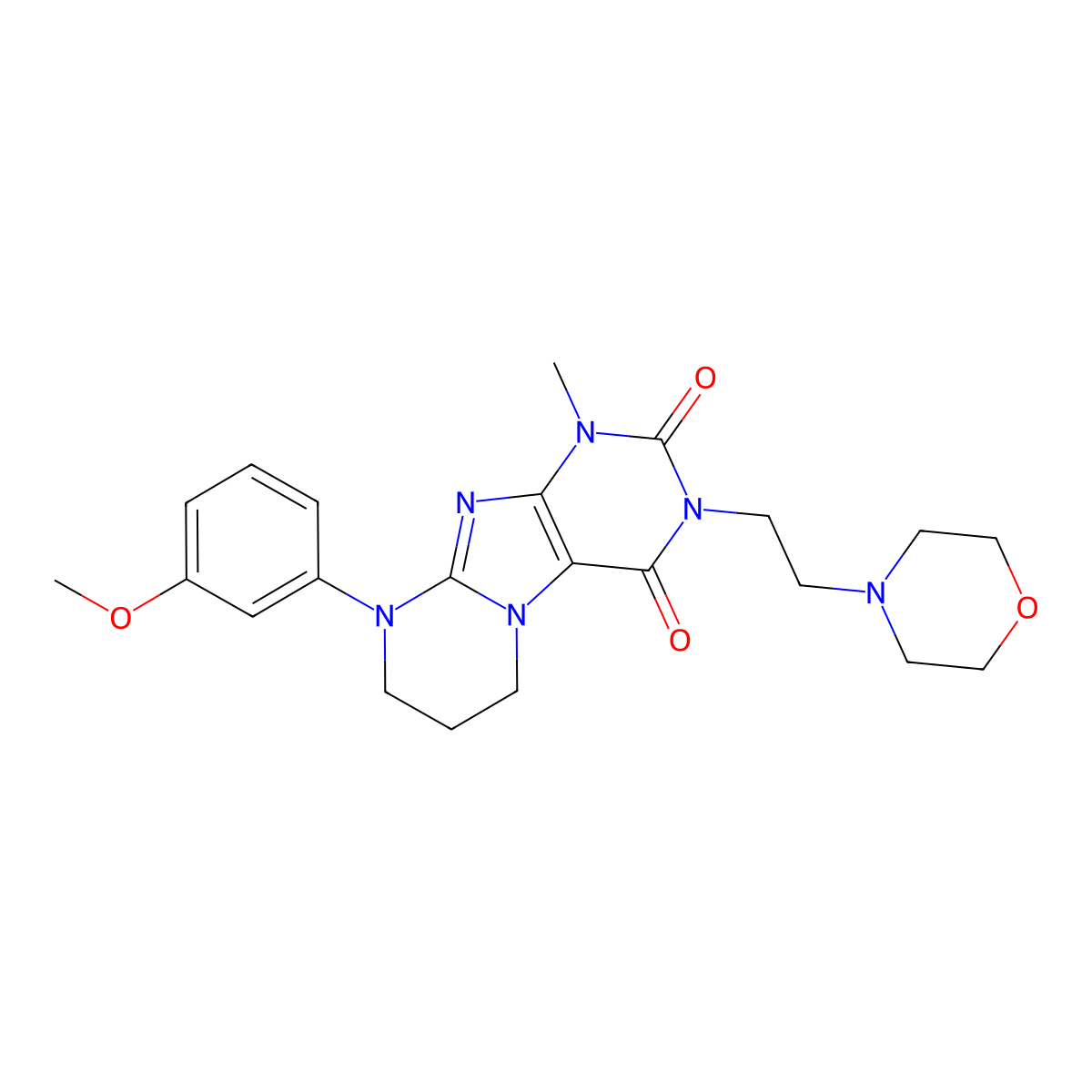 9-(3-methoxyphenyl)-1-methyl-3-(2-morpholin-4-ylethyl)-7,8-dihydro-6H-purino[7,8-a]pyrimidine-2,4-dione molecular structure, CAS 848674-65-7
