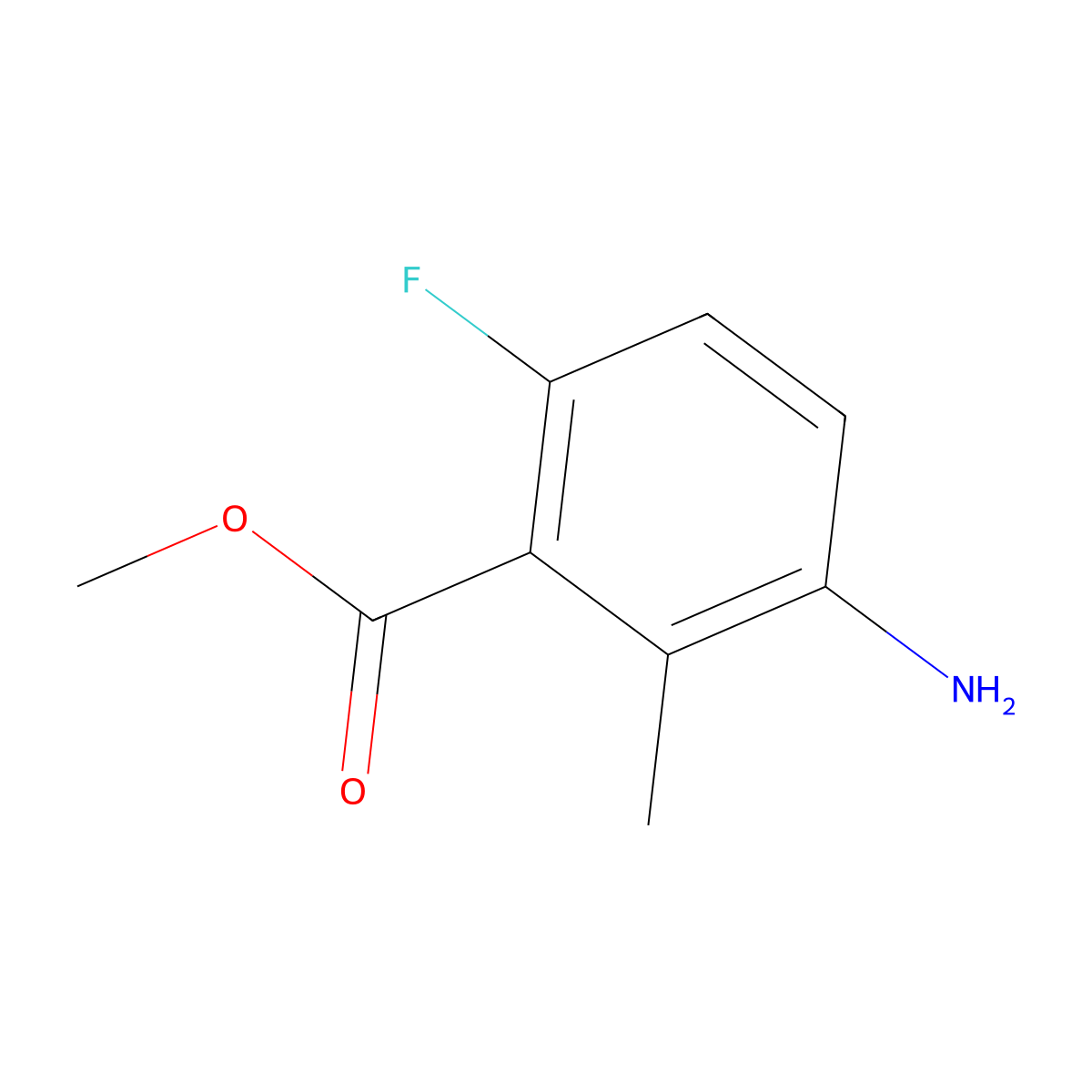 Methyl 3-amino-6-fluoro-2-methylbenzoate molecular structure, CAS 848678-60-4
