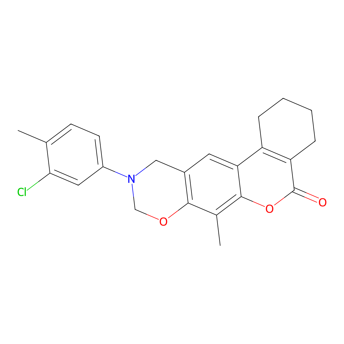 10-(3-chloro-4-methylphenyl)-7-methyl-1,2,3,4,10,11-hexahydro-5H,9H-benzo[3,4]chromeno[6,7-e][1,3]oxazin-5-one molecular structure, CAS 848680-34-2