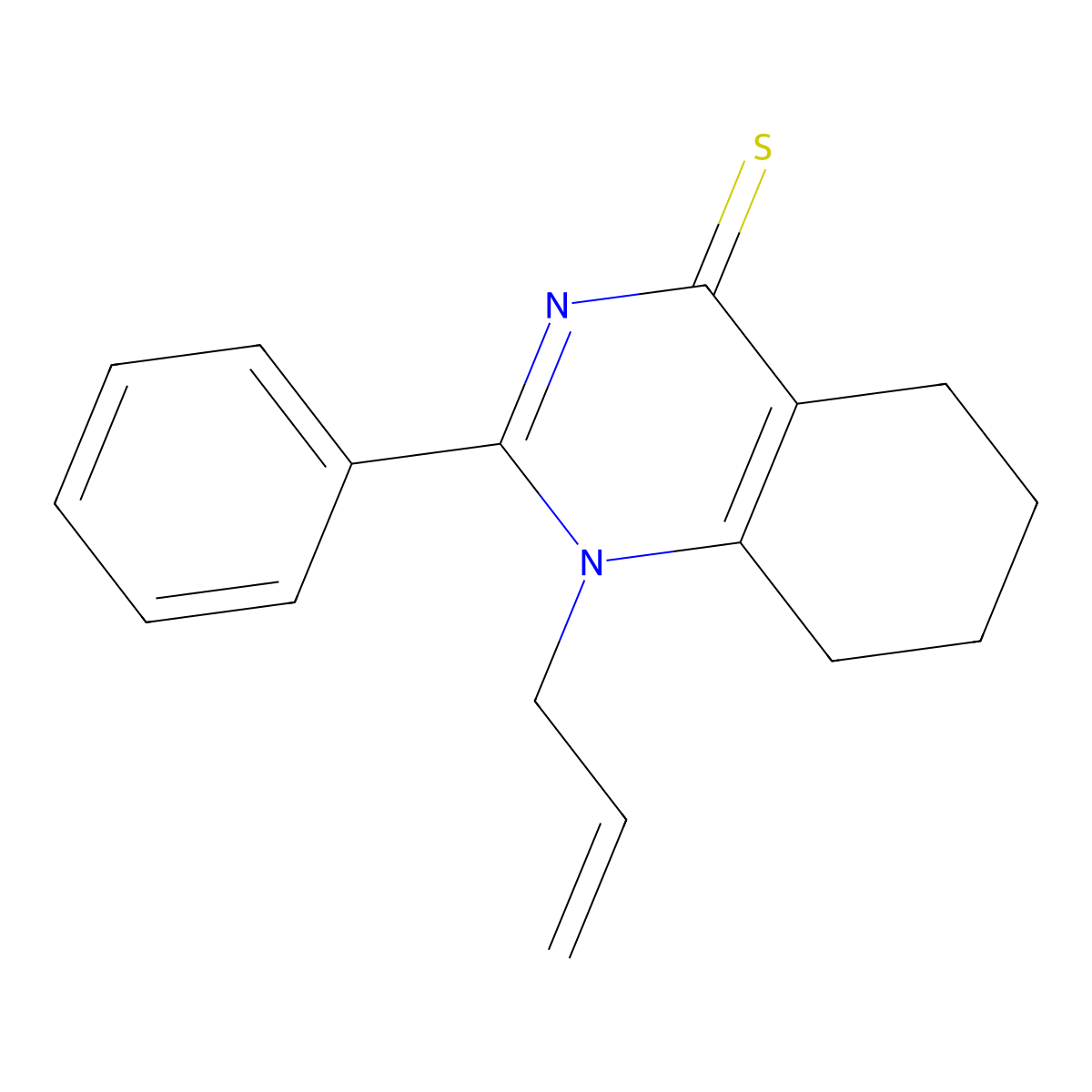 1-allyl-2-phenyl-5,6,7,8-tetrahydroquinazoline-4(1H)-thione molecular structure, CAS 848680-62-6