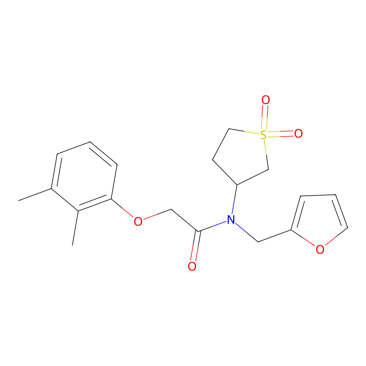 2-(2,3-dimethylphenoxy)-N-(1,1-dioxidotetrahydrothiophen-3-yl)-N-(furan-2-ylmethyl)acetamide molecular structure, CAS 848681-12-9