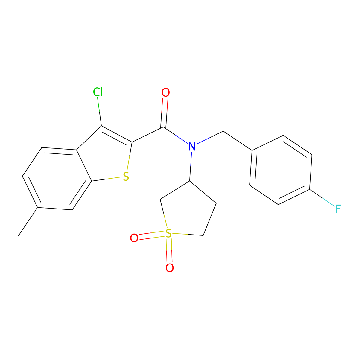 3-chloro-N-(1,1-dioxidotetrahydrothiophen-3-yl)-N-(4-fluorobenzyl)-6-methyl-1-benzothiophene-2-carboxamide molecular structure, CAS 848681-79-8
