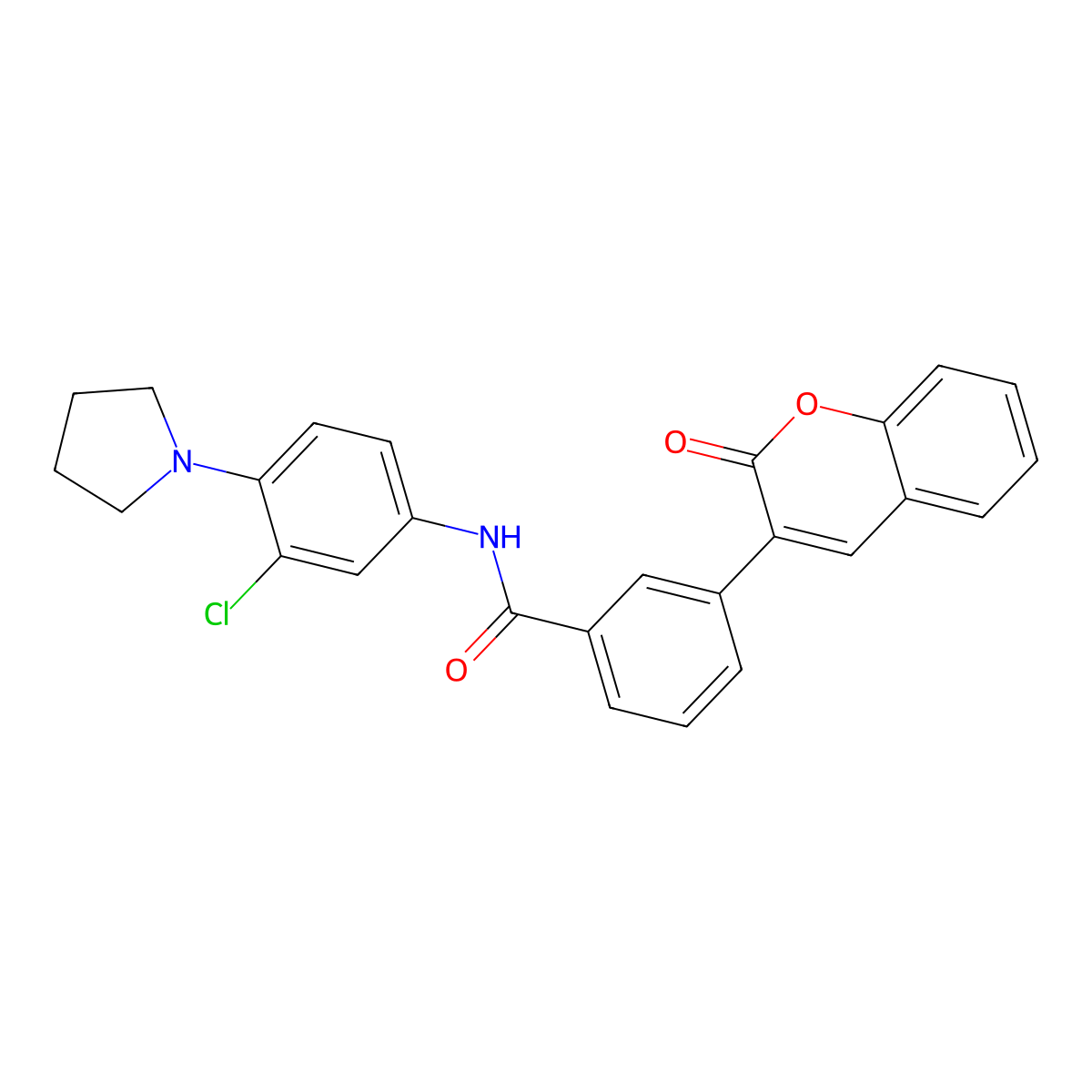 N-(3-chloro-4-pyrrolidin-1-ylphenyl)-3-(2-oxochromen-3-yl)benzamide molecular structure, CAS 848682-20-2