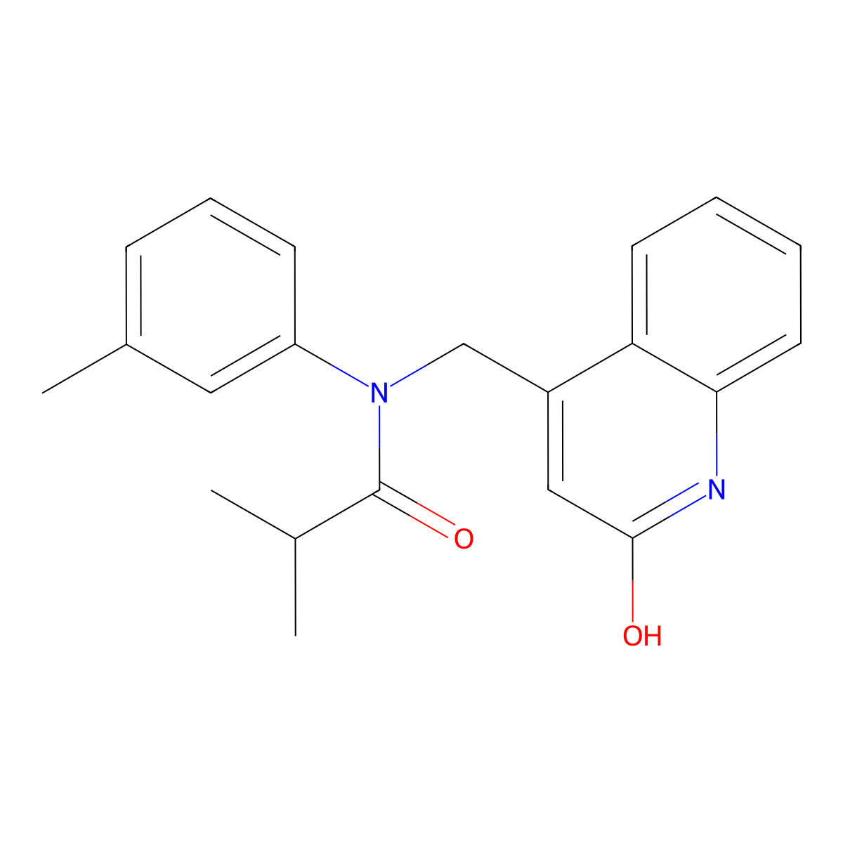 2-methyl-N-(3-methylphenyl)-N-[(2-oxo-1H-quinolin-4-yl)methyl]propanamide molecular structure, CAS 848682-54-2