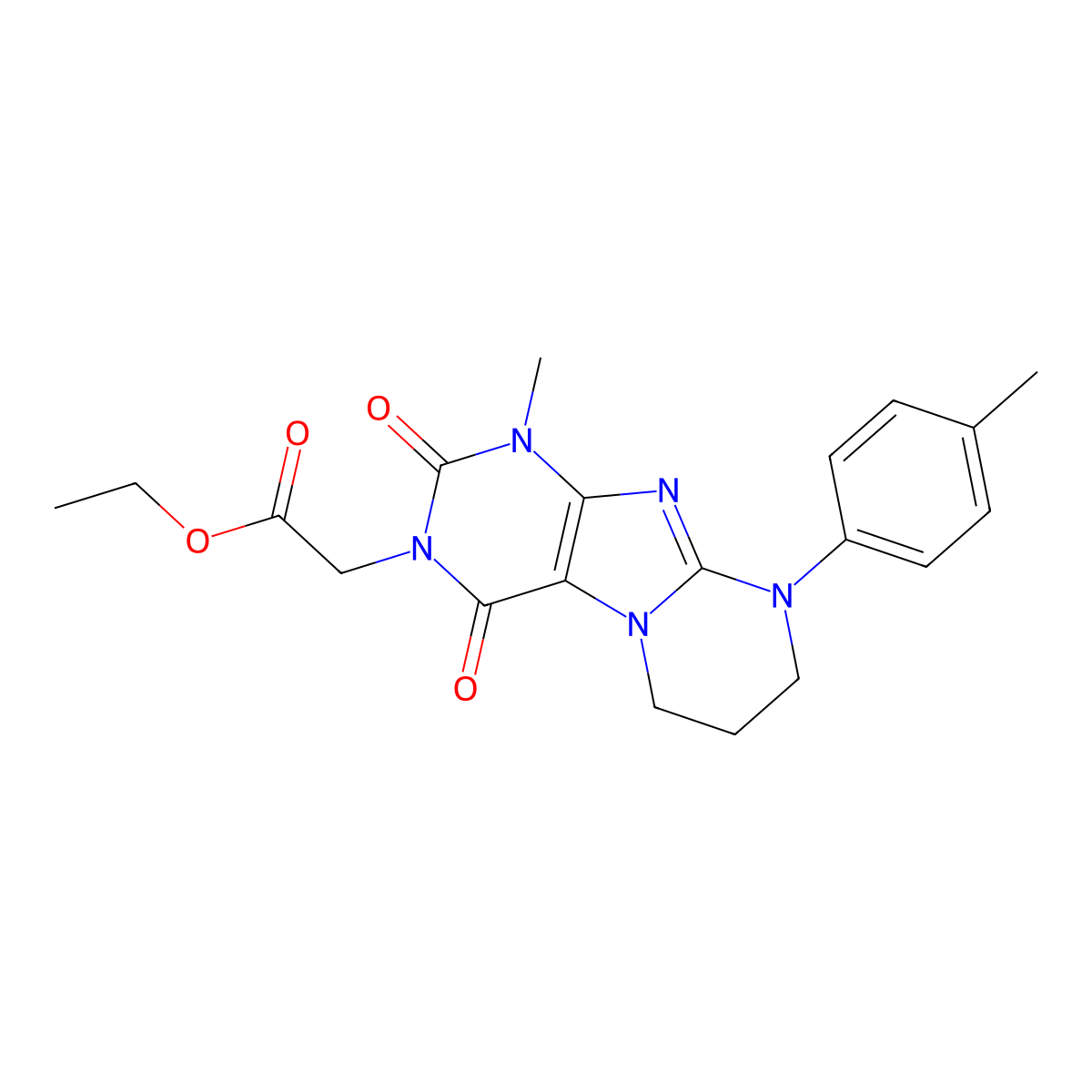 ethyl 2-[1-methyl-9-(4-methylphenyl)-2,4-dioxo-7,8-dihydro-6H-purino[7,8-a]pyrimidin-3-yl]acetate molecular structure, CAS 848682-76-8