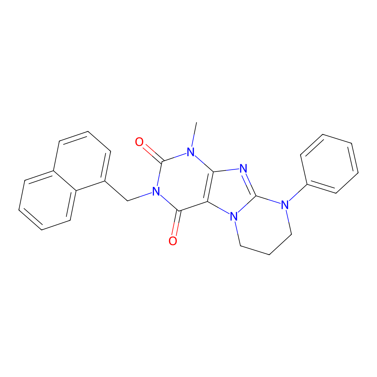 1-methyl-3-(naphthalen-1-ylmethyl)-9-phenyl-7,8-dihydro-6H-purino[7,8-a]pyrimidine-2,4-dione molecular structure, CAS 848682-92-8