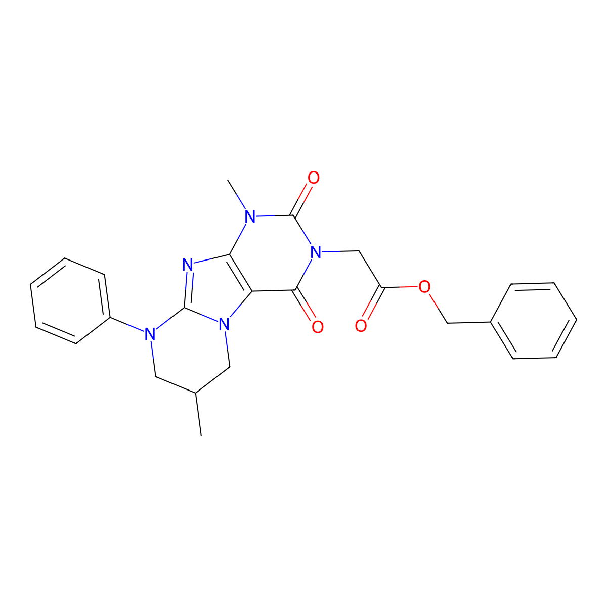 benzyl 2-(1,7-dimethyl-2,4-dioxo-9-phenyl-7,8-dihydro-6H-purino[7,8-a]pyrimidin-3-yl)acetate molecular structure, CAS 848682-96-2