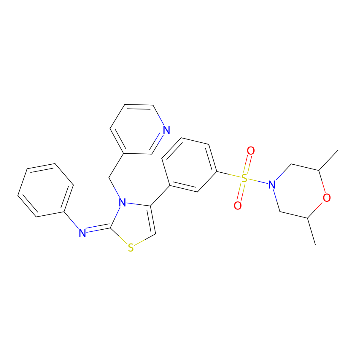 N-[(2Z)-4-{3-[(2,6-dimethylmorpholin-4-yl)sulfonyl]phenyl}-3-(pyridin-3-ylmethyl)-1,3-thiazol-2(3H)-ylidene]aniline molecular structure, CAS 848683-48-7