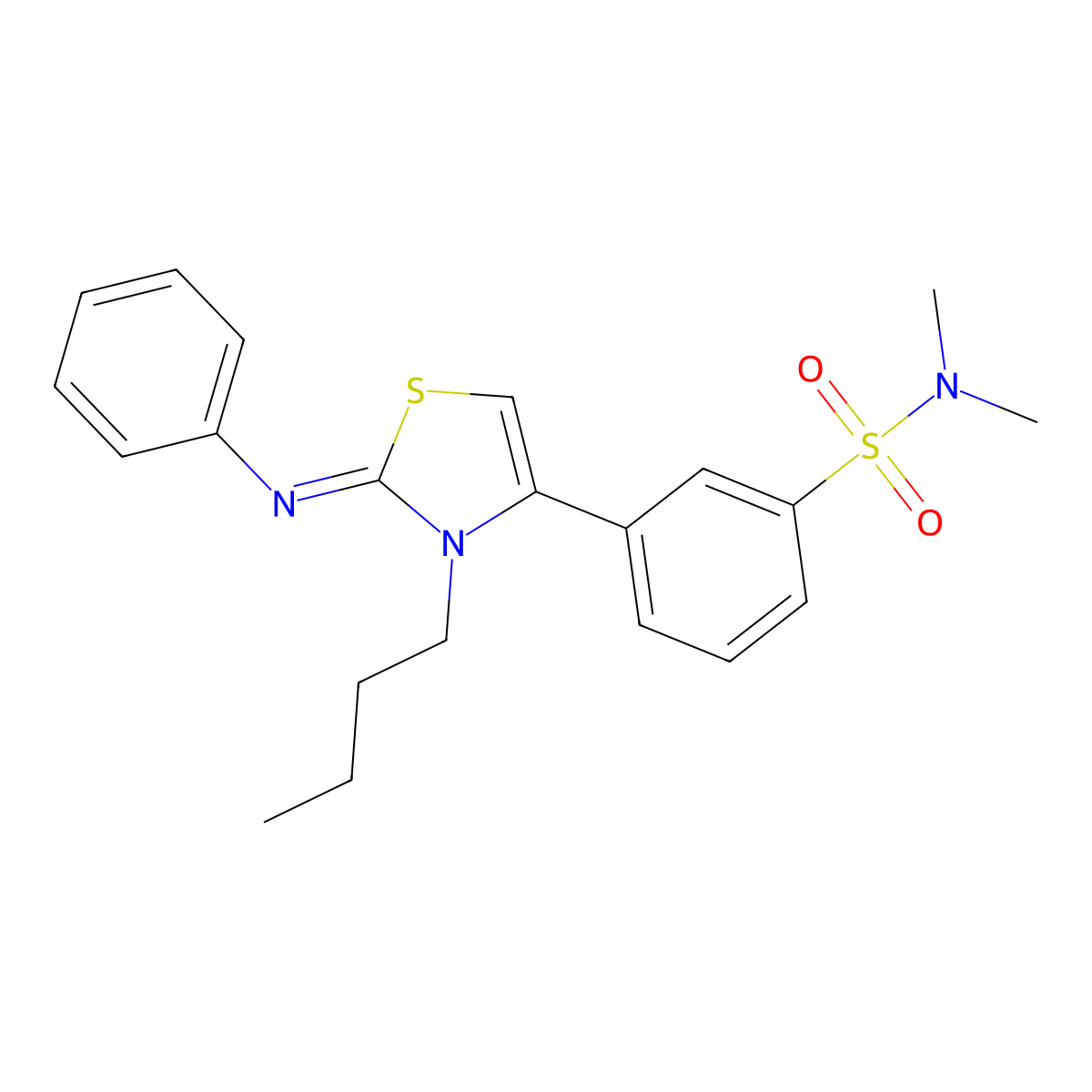 3-[(2Z)-3-butyl-2-(phenylimino)-2,3-dihydro-1,3-thiazol-4-yl]-N,N-dimethylbenzenesulfonamide molecular structure, CAS 848683-90-9