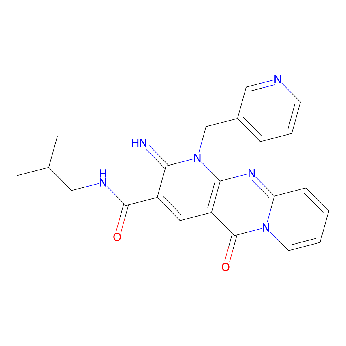 2-imino-N~3~-isobutyl-5-oxo-1-(3-pyridylmethyl)-1,5-dihydro-2H-dipyrido[1,2-a:2,3-d]pyrimidine-3-carboxamide molecular structure, CAS 848684-01-5