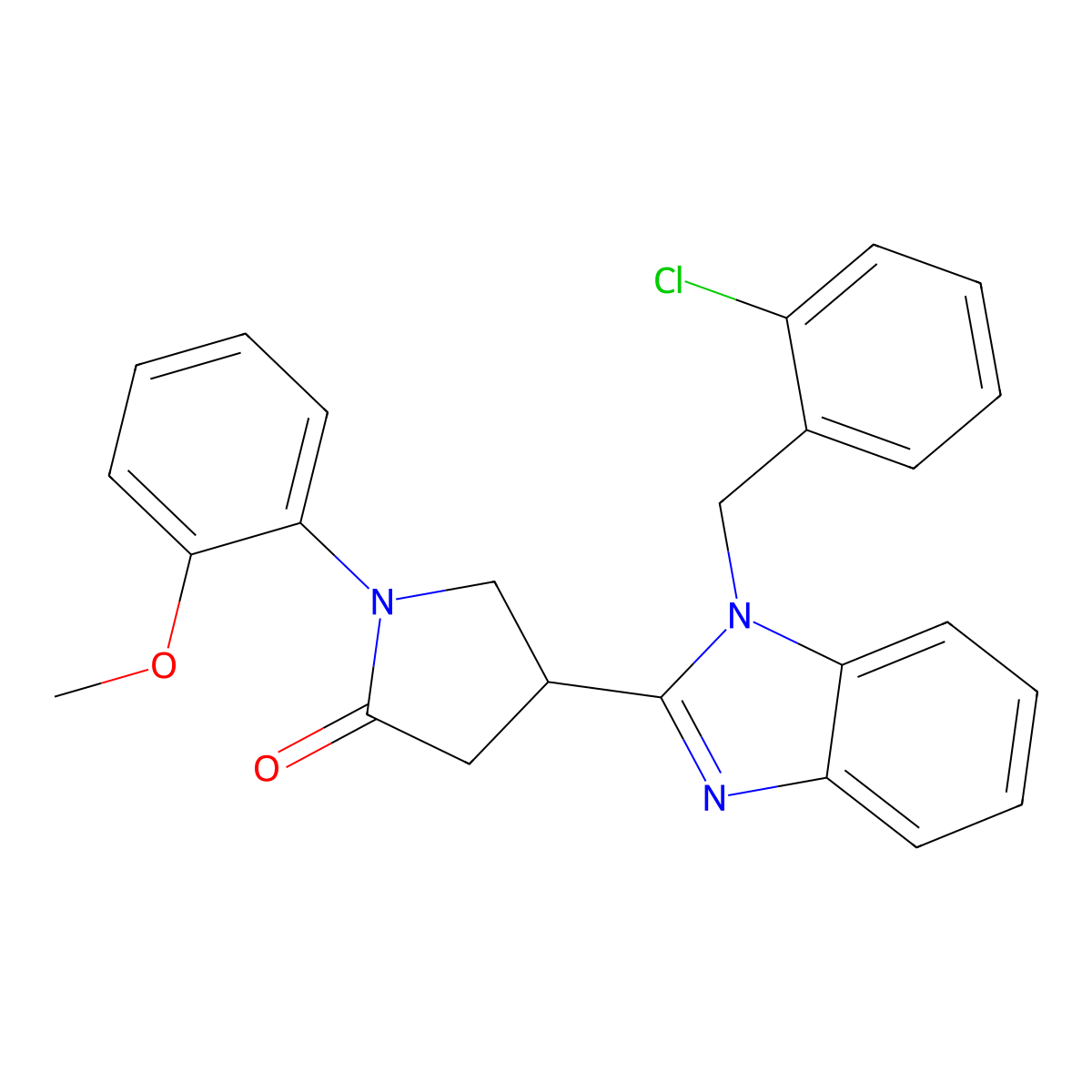4-(1-(2-chlorobenzyl)-1H-benzo[d]imidazol-2-yl)-1-(2-methoxyphenyl)pyrrolidin-2-one molecular structure, CAS 848684-37-7