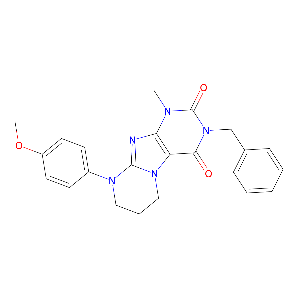 3-benzyl-9-(4-methoxyphenyl)-1-methyl-6,7,8,9-tetrahydropyrimido[2,1-f]purine-2,4(1H,3H)-dione molecular structure, CAS 848684-48-0