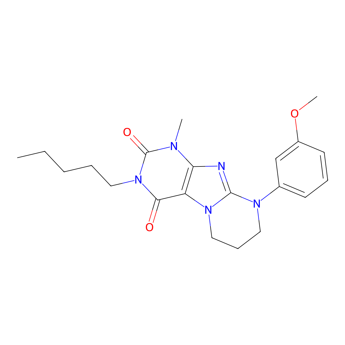 9-(3-methoxyphenyl)-1-methyl-3-pentyl-7,8-dihydro-6H-purino[7,8-a]pyrimidine-2,4-dione molecular structure, CAS 848684-49-1