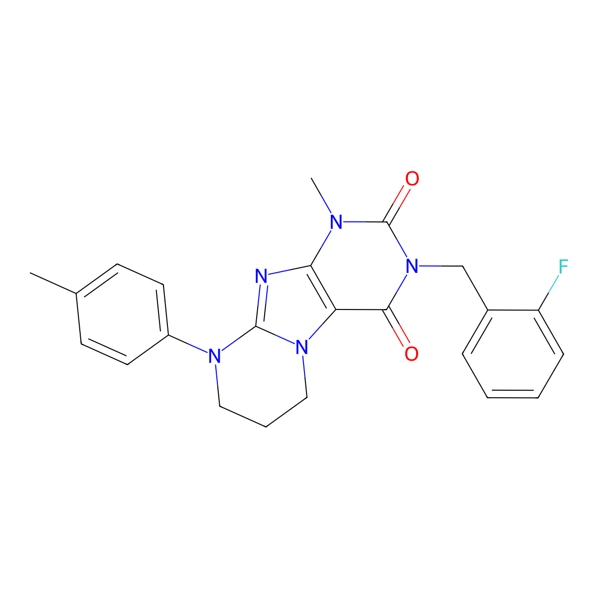 3-[(2-fluorophenyl)methyl]-1-methyl-9-(4-methylphenyl)-7,8-dihydro-6H-purino[7,8-a]pyrimidine-2,4-dione molecular structure, CAS 848684-62-8